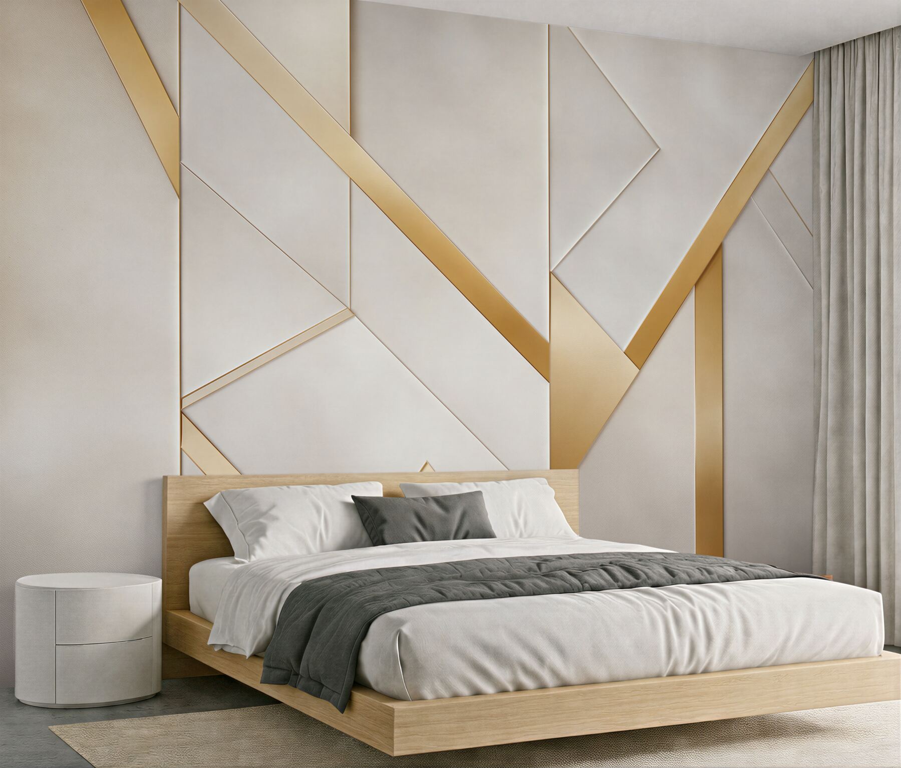 Fototapeta geometryczne panele biało złote nowoczesne art déco?v2345