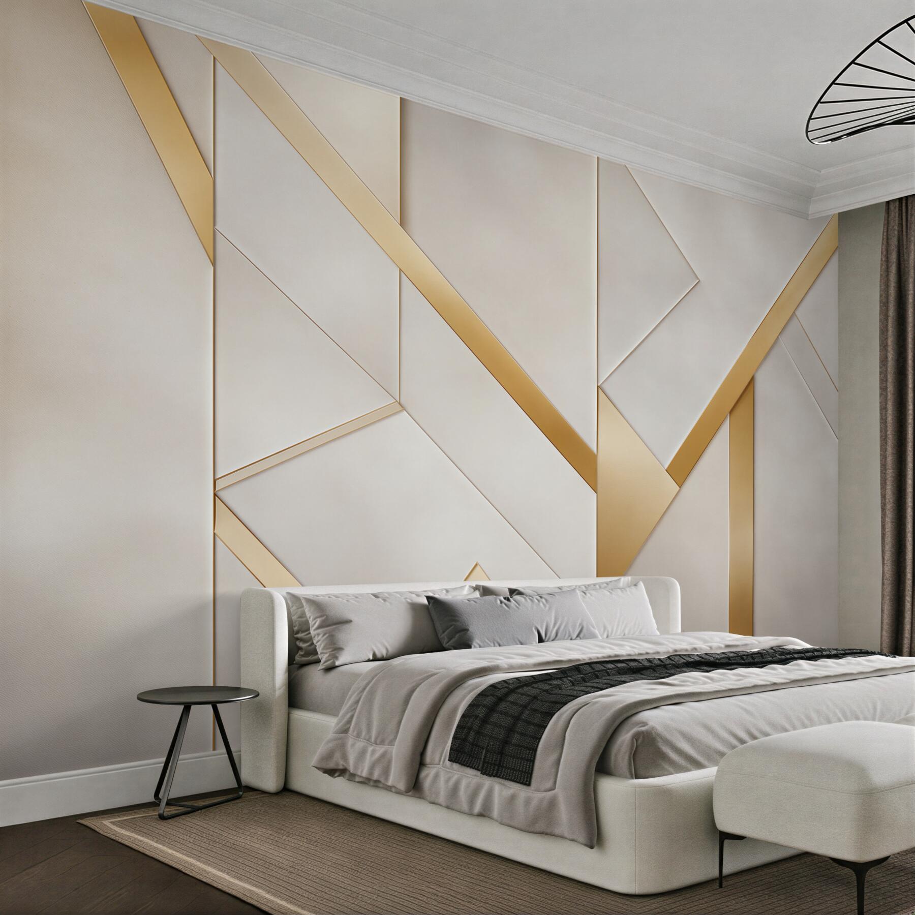 Fototapeta geometryczne panele biało złote nowoczesne art déco?v2345