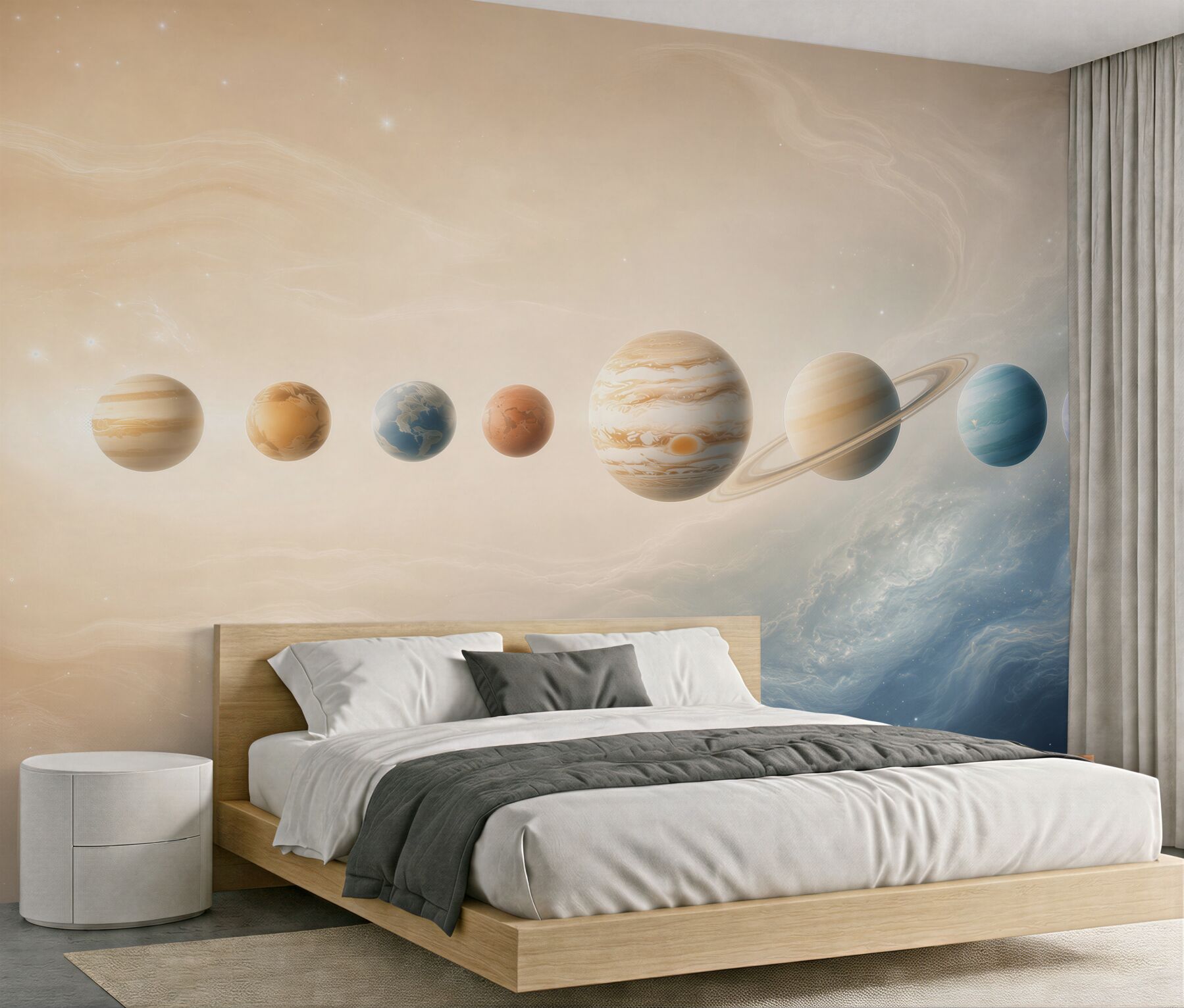Fototapeta układ planet w kosmosie pastelowa dla dzieci i młodzieży?v2345