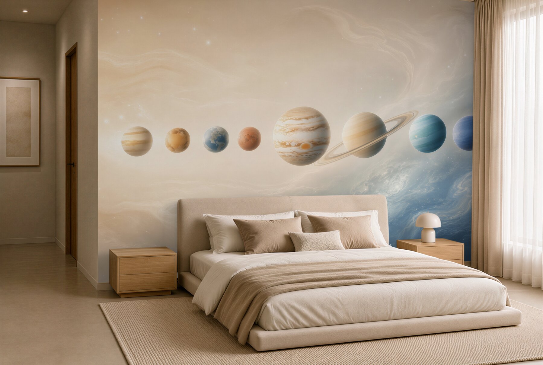 Fototapeta układ planet w kosmosie pastelowa dla dzieci i młodzieży?v2345