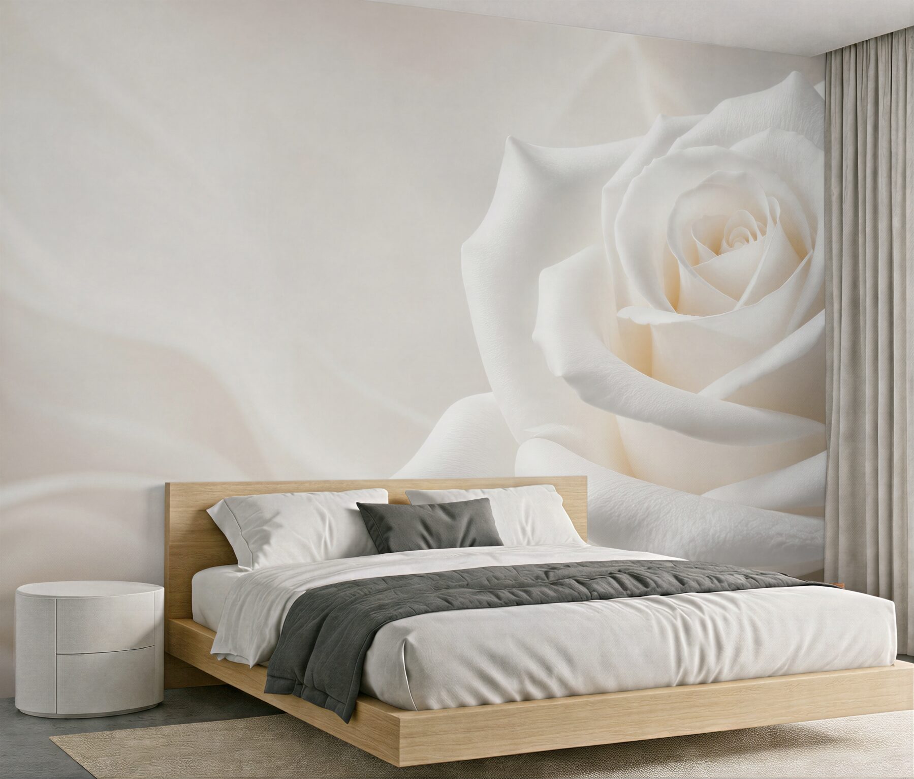 Fototapeta biała róża makro subtelna i elegancka do sypialni?v2345