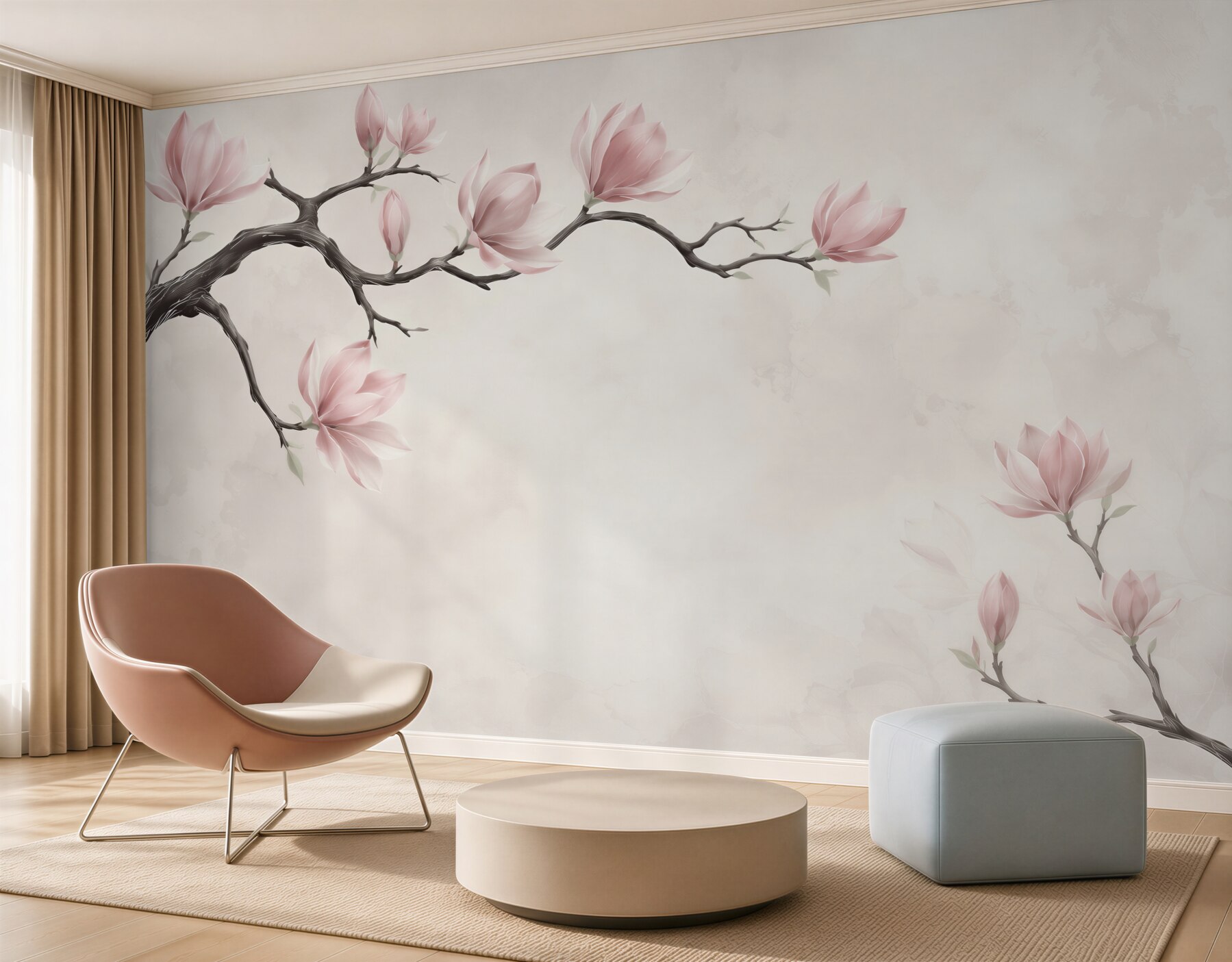 Fototapeta magnolie różowe na gałęziach elegancka i subtelna?v2345