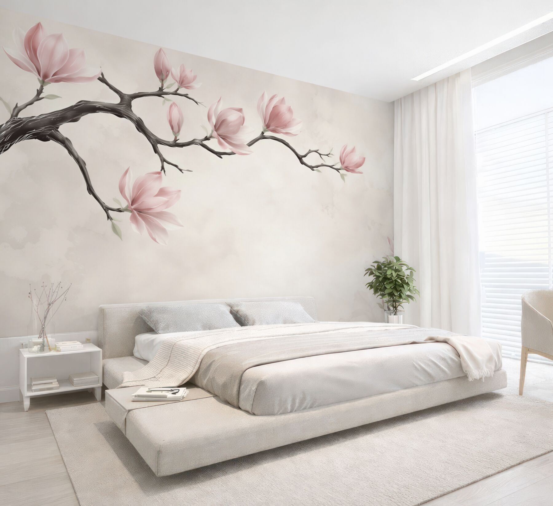 Fototapeta magnolie różowe na gałęziach elegancka i subtelna?v2345