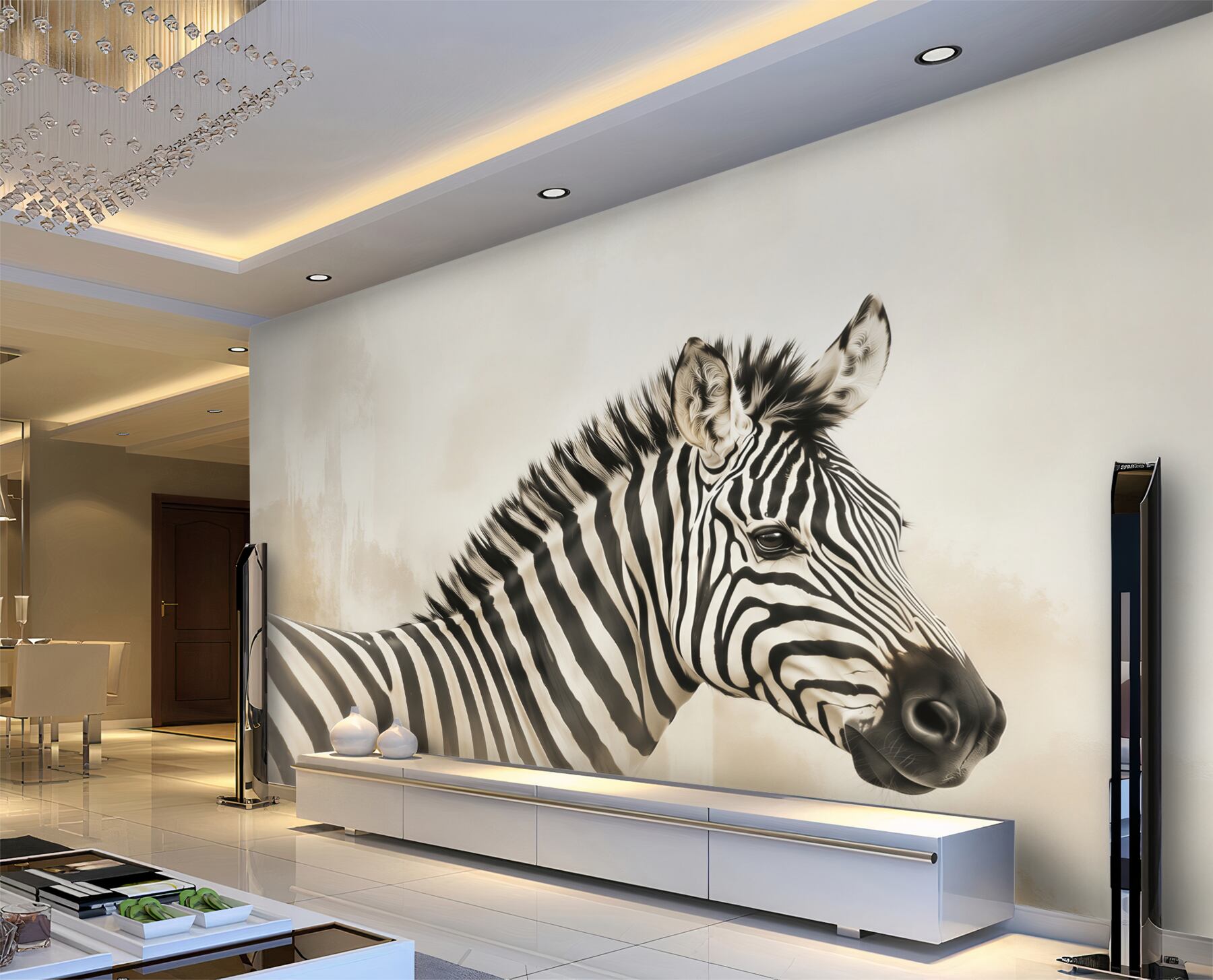 Fototapeta zebra czarno-biała portret na jasnym tle?v2345