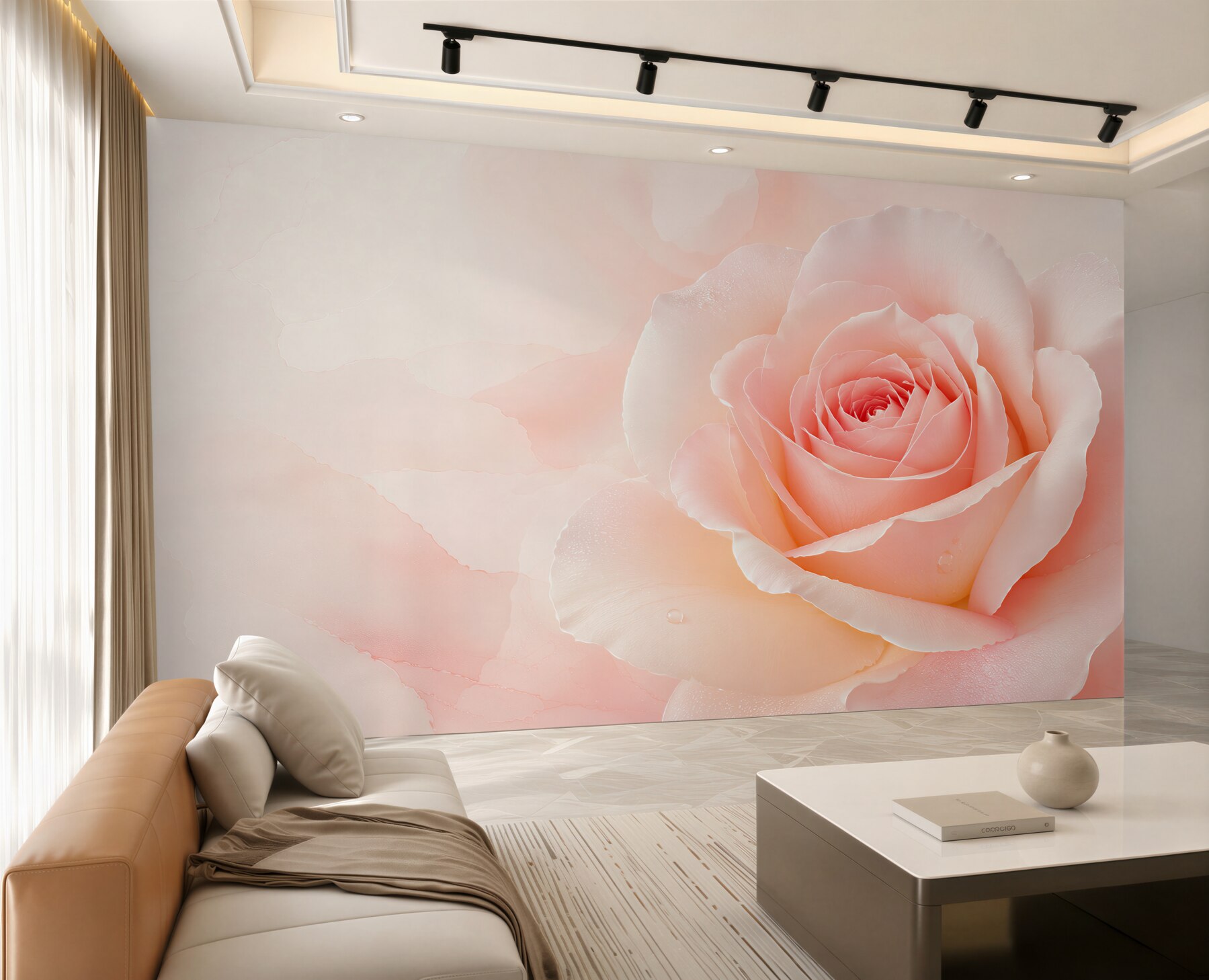 Fototapeta różowa róża makro pastelowa romantyczna do sypialni?v2345