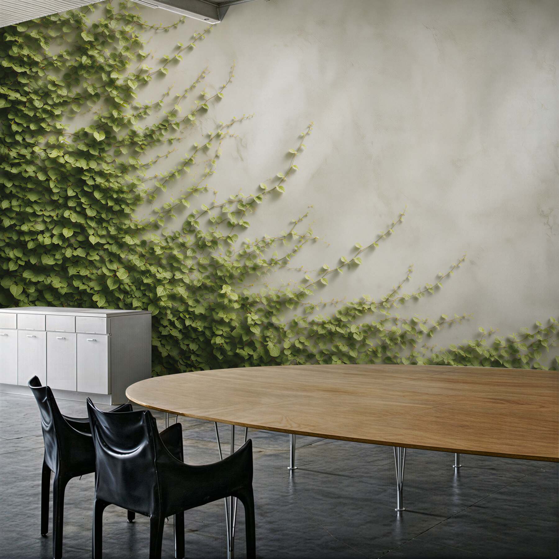 Fototapeta zielony bluszcz pnący na jasnej ścianie naturalna elegancja?v2345