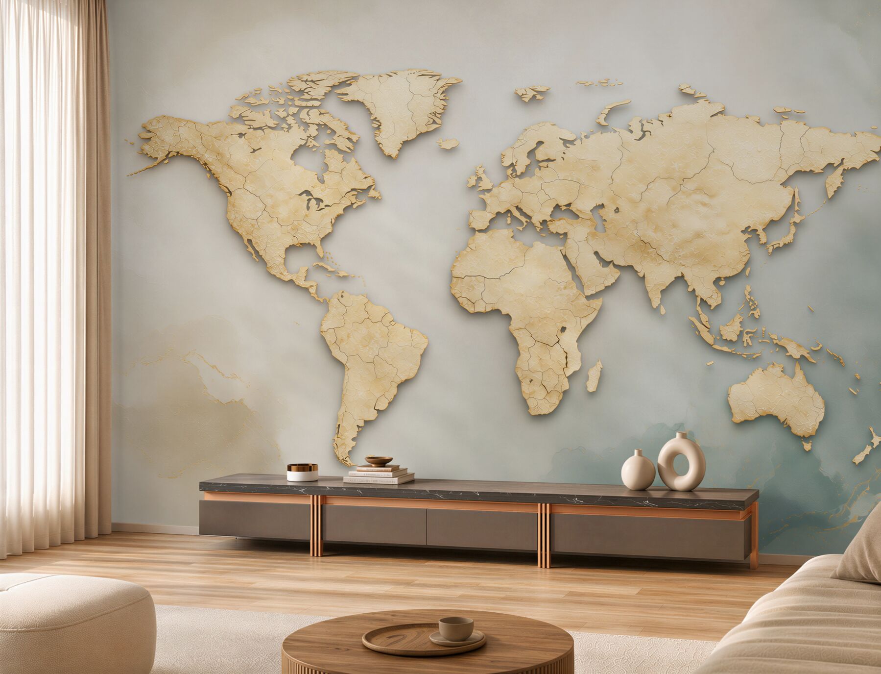 Fototapeta mapa świata beżowa przestrzenna do eleganckiego biura?v2345