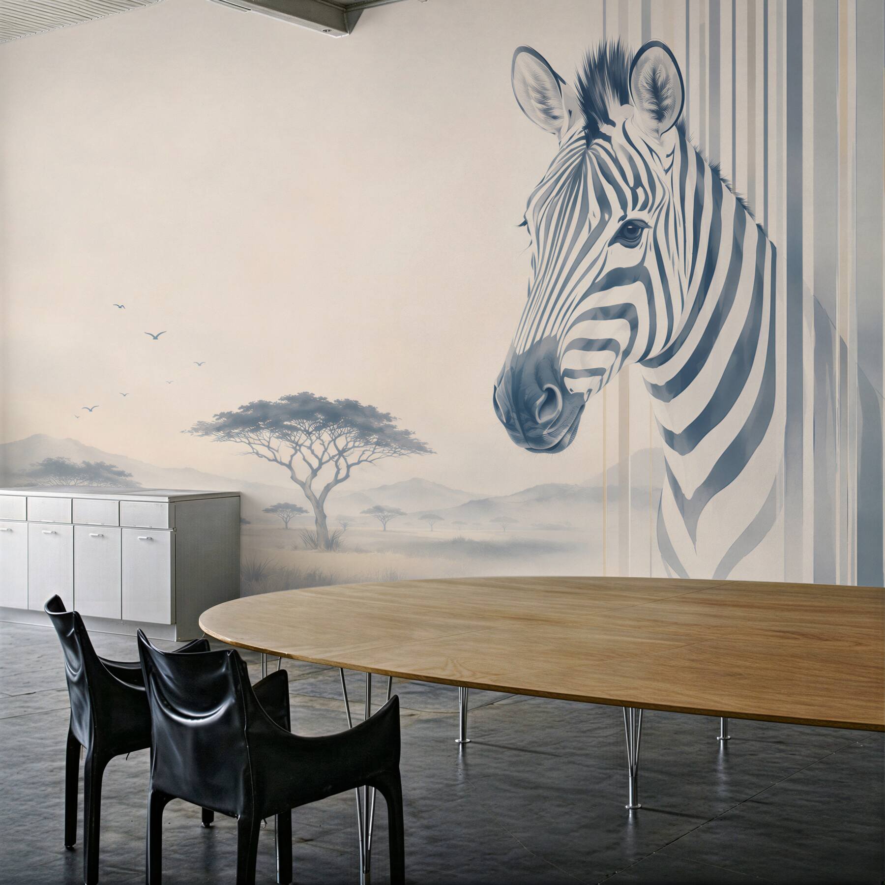 Fototapeta zebra na sawannie beżowo szara nowoczesna?v2345