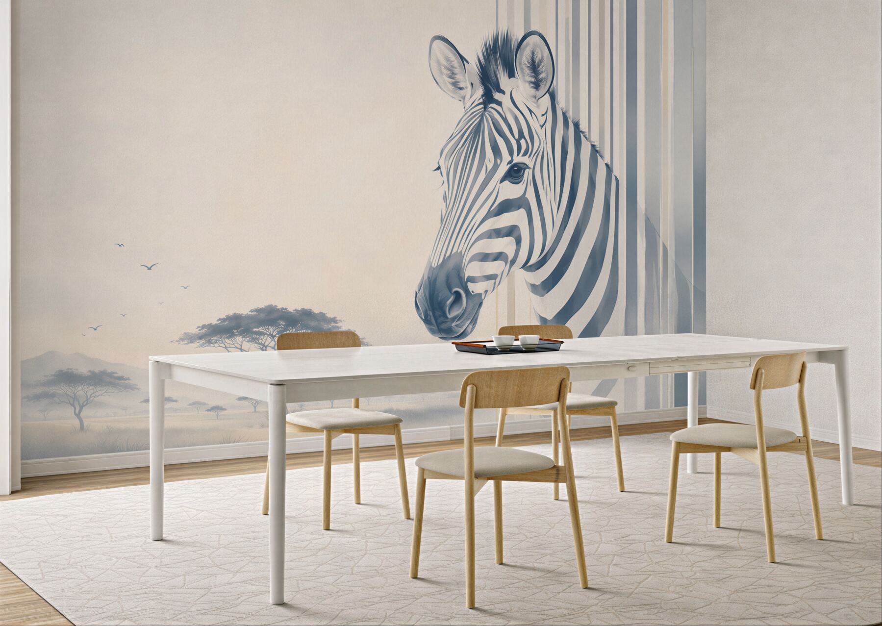 Fototapeta zebra na sawannie beżowo szara nowoczesna?v2345