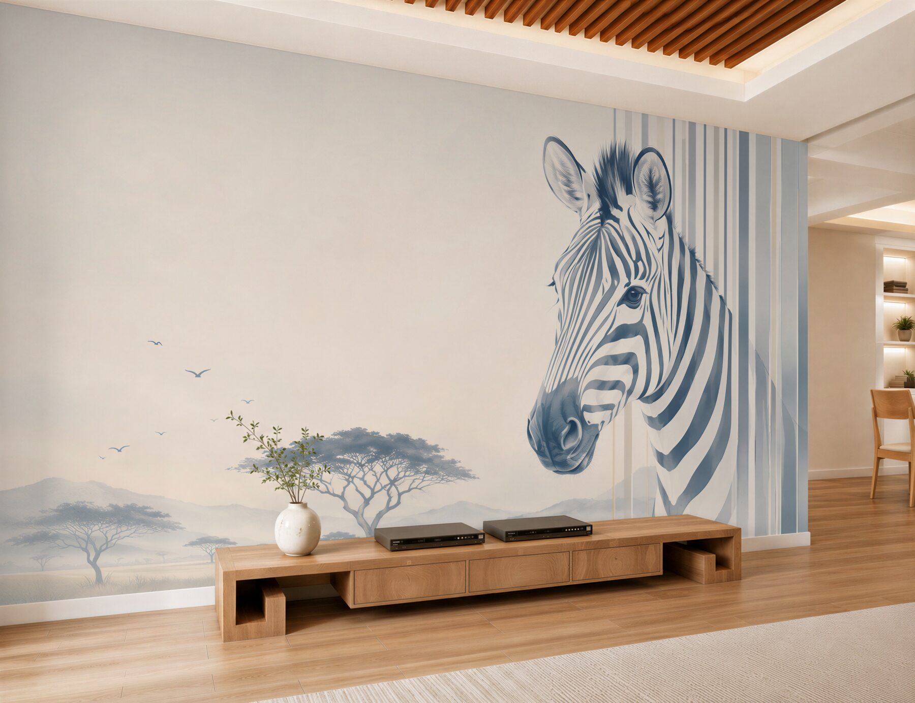 Fototapeta zebra na sawannie beżowo szara nowoczesna?v2345