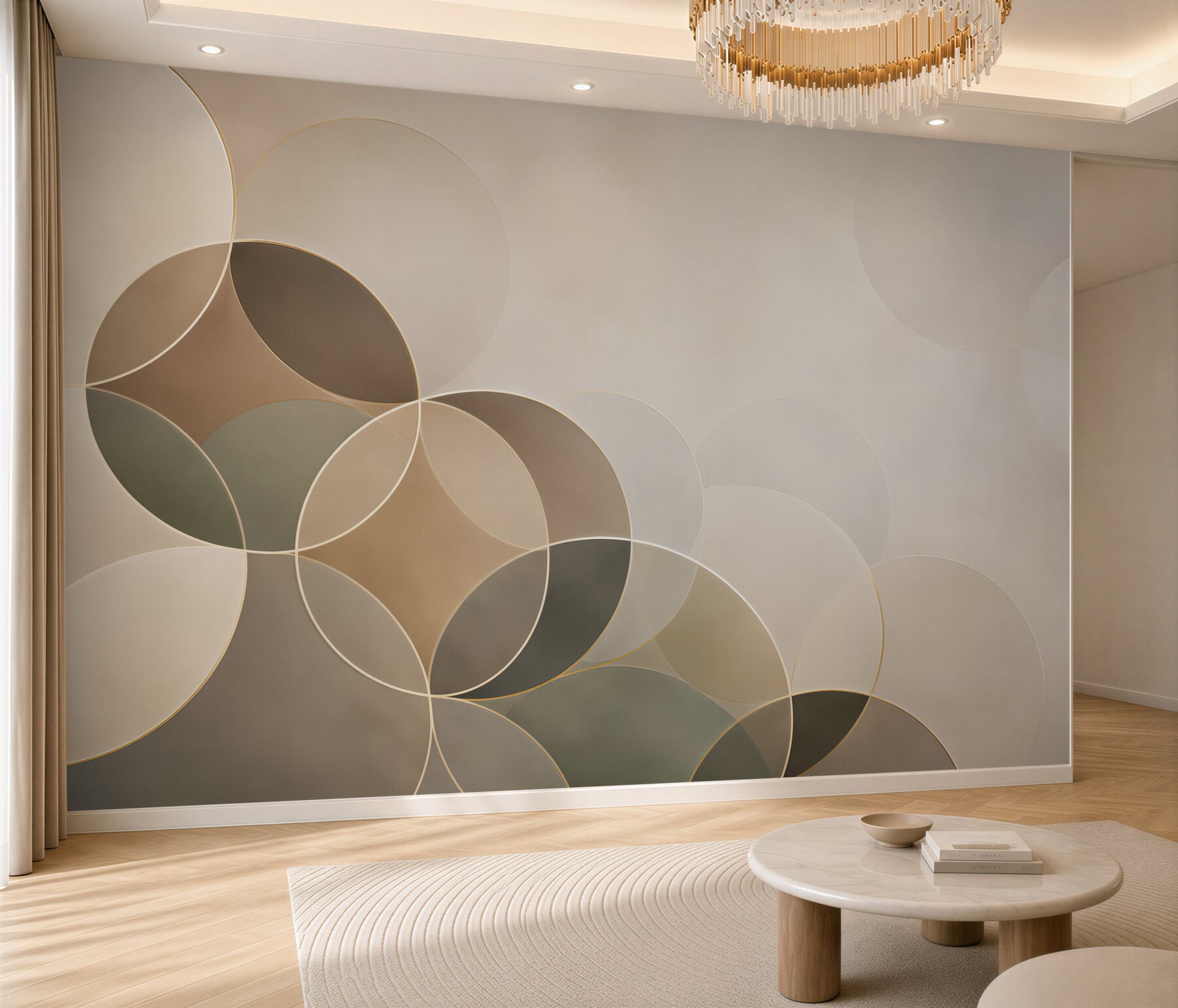 Fototapeta geometryczne koła beżowe nowoczesny wzór do eleganckiego wnętrza?v2345