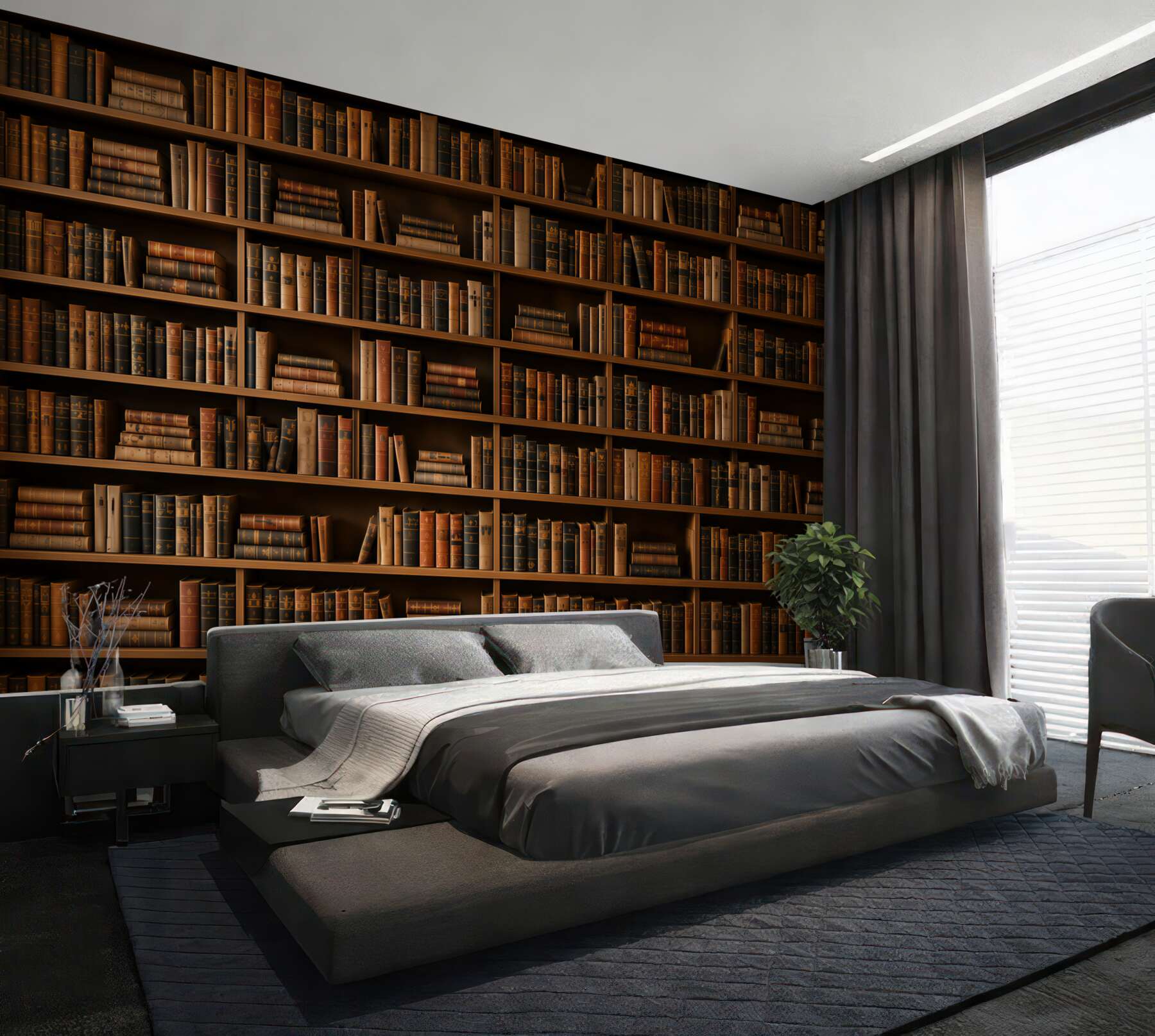 Fototapeta regał z książkami brązowa biblioteka w klasycznym stylu