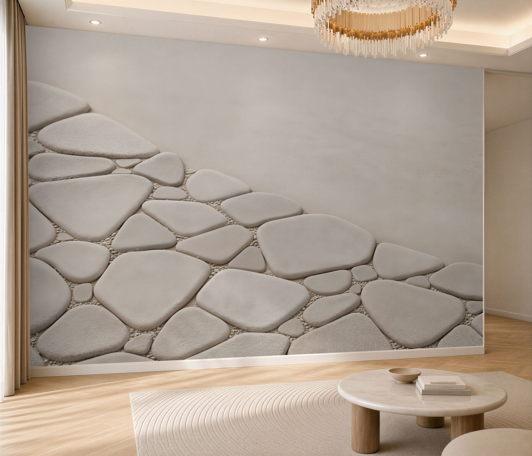 Fototapeta białe kamienie zen minimalistyczna beżowa do łazienki spa?v2345