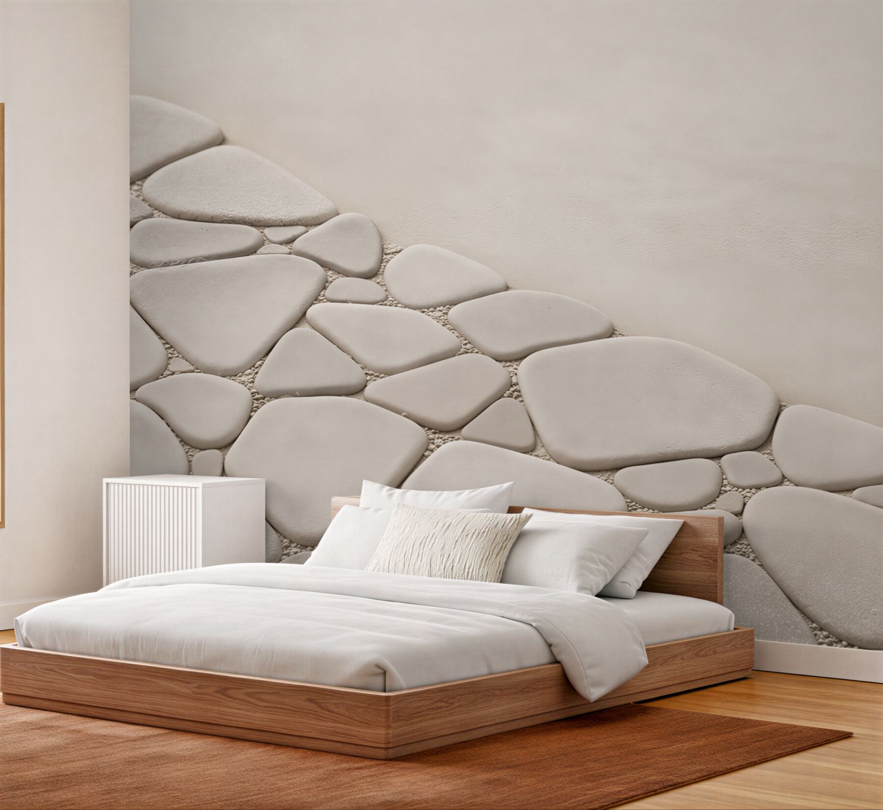 Fototapeta białe kamienie zen minimalistyczna beżowa do łazienki spa?v2345