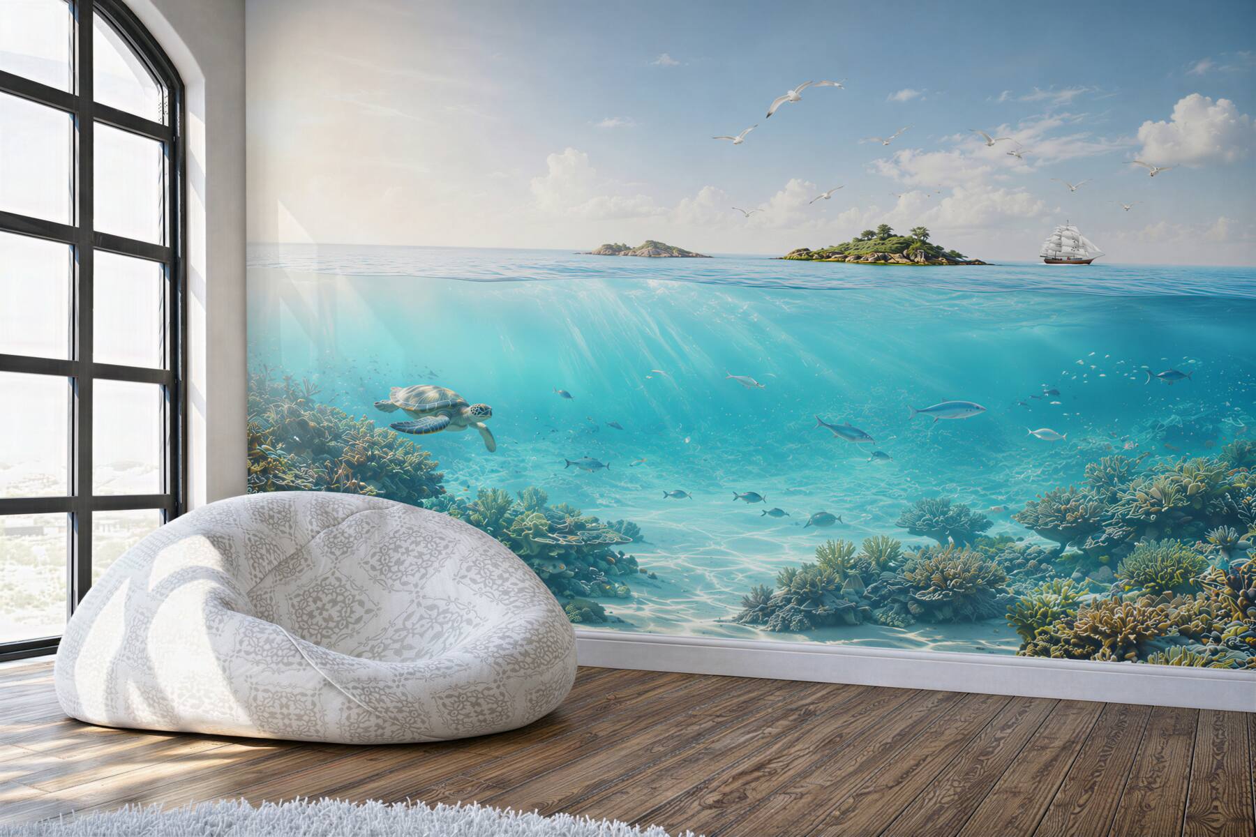 Fototapeta podwodny świat z żółwiem i rafą koralową w błękitnym oceanie?v2345