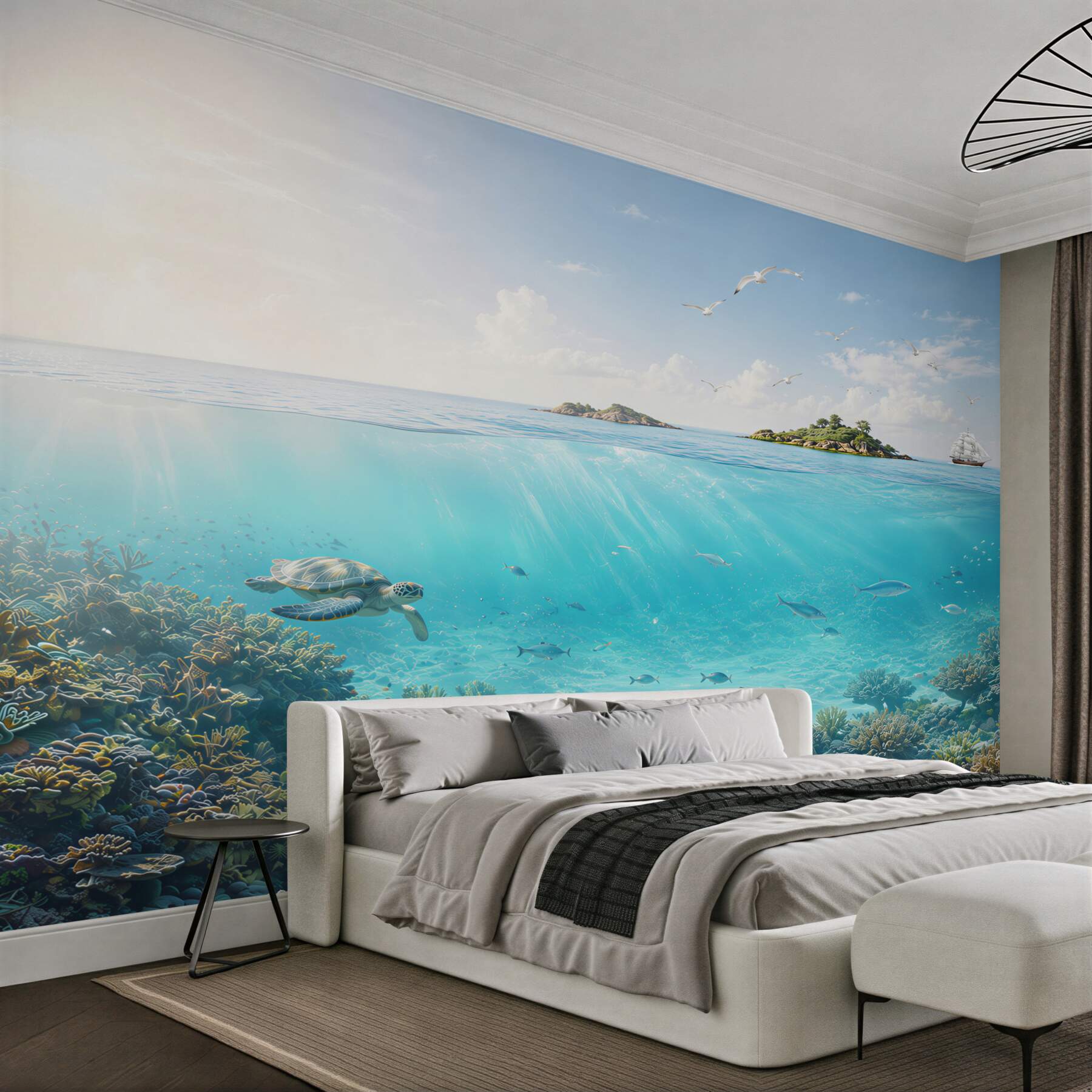 Fototapeta podwodny świat z żółwiem i rafą koralową w błękitnym oceanie?v2345