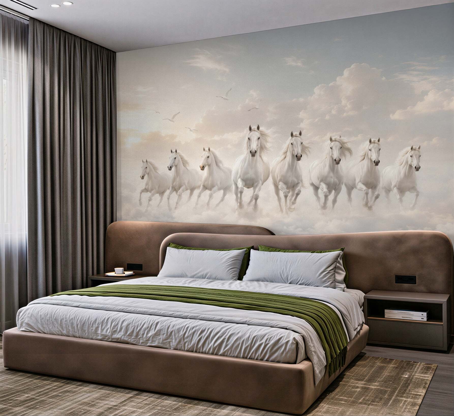 Fototapeta białe konie w chmurach pastelowe niebo fantasy?v2345