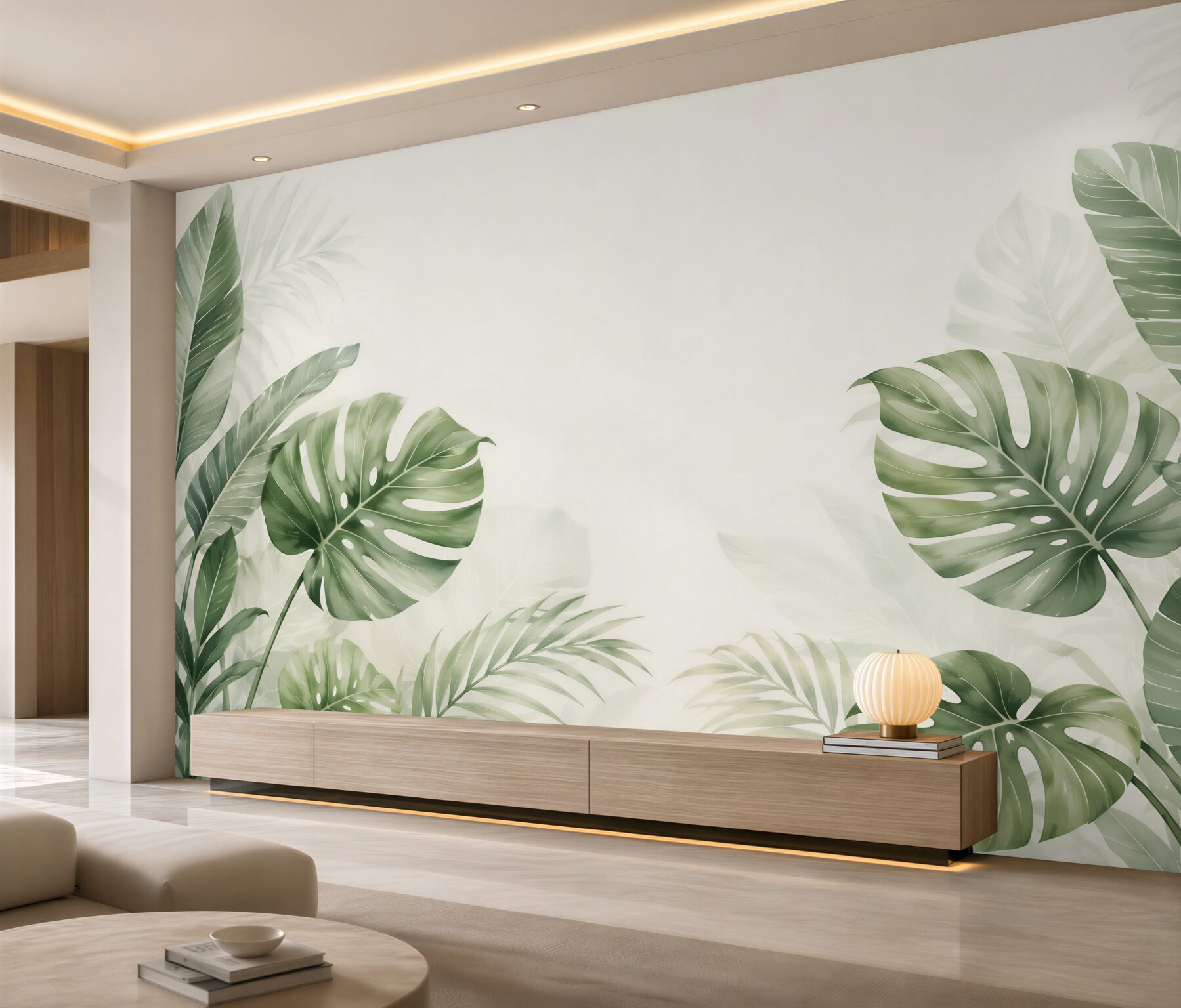 Fototapeta liście monstera i palmy zielone w stylu tropikalnym?v2345
