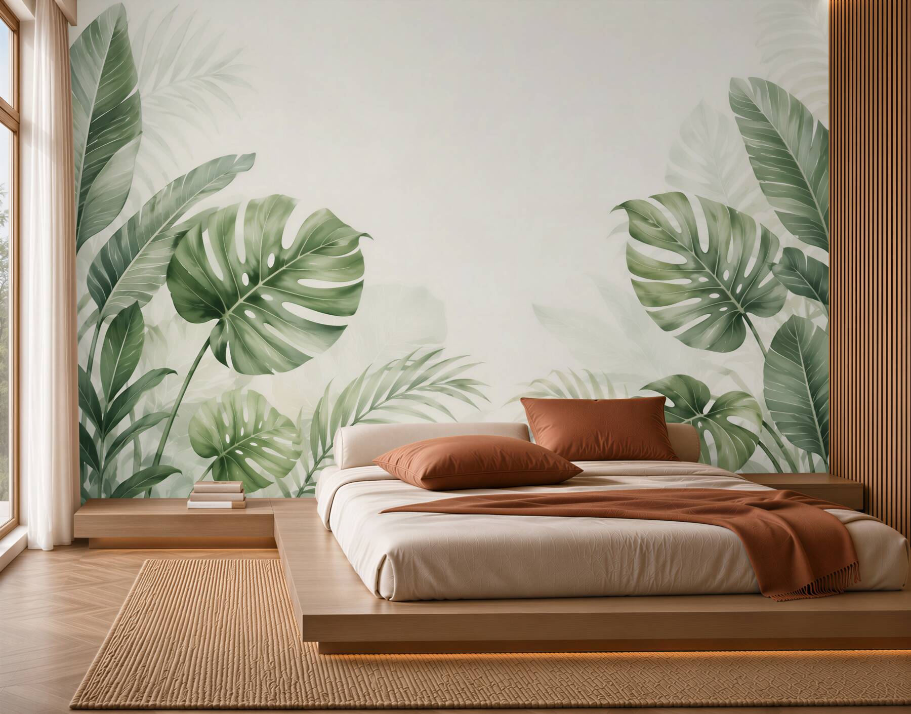 Fototapeta liście monstera i palmy zielone w stylu tropikalnym?v2345