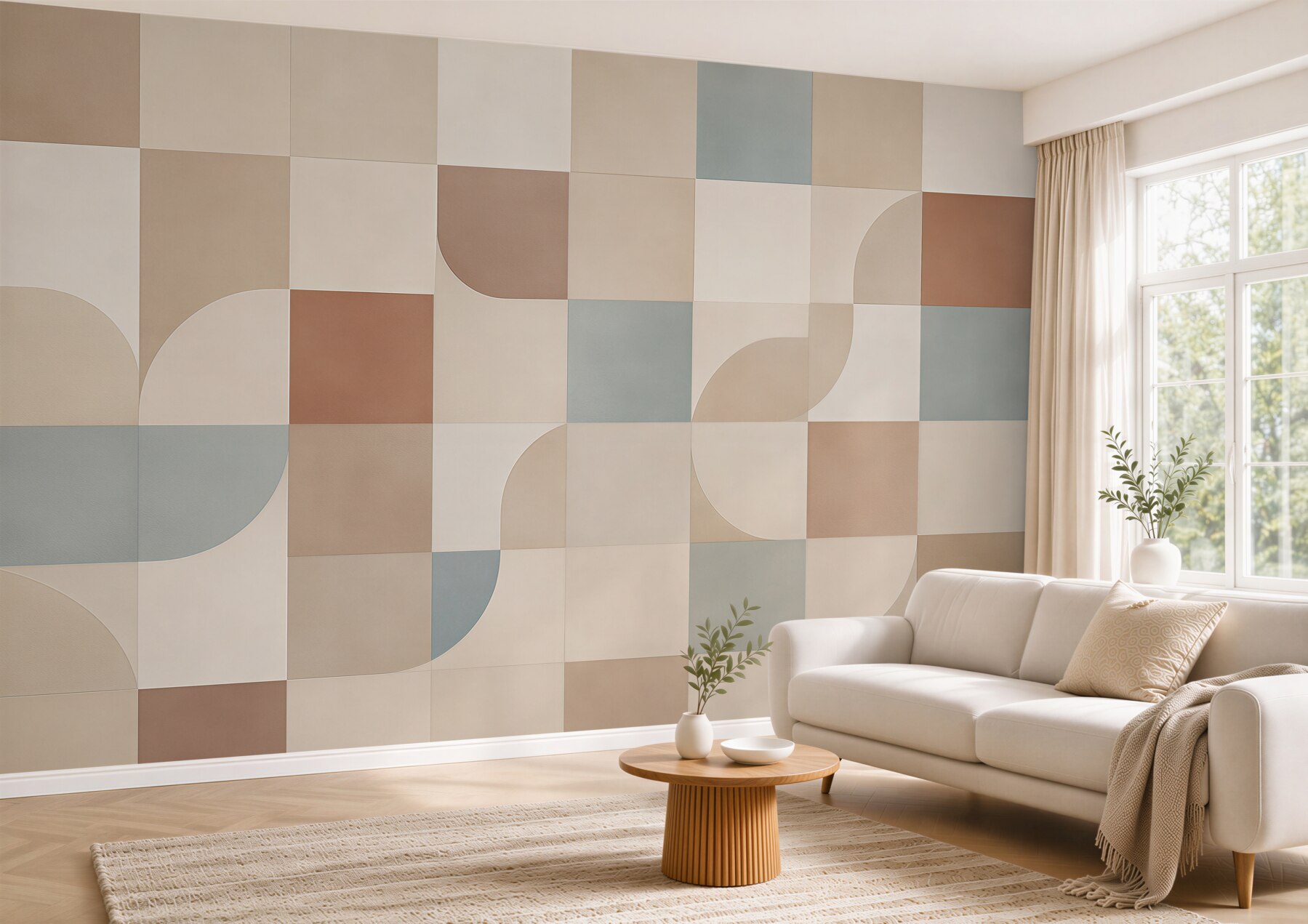 Fototapeta geometryczna mozaika pastelowa beżowa nowoczesna?v2345