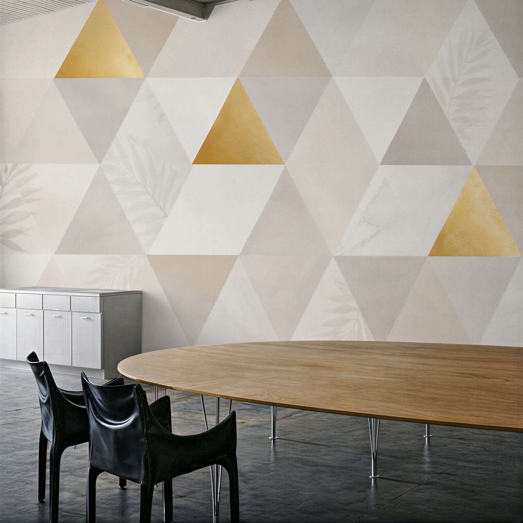 Fototapeta geometryczne trójkąty beżowo złote nowoczesna abstrakcja?v2345