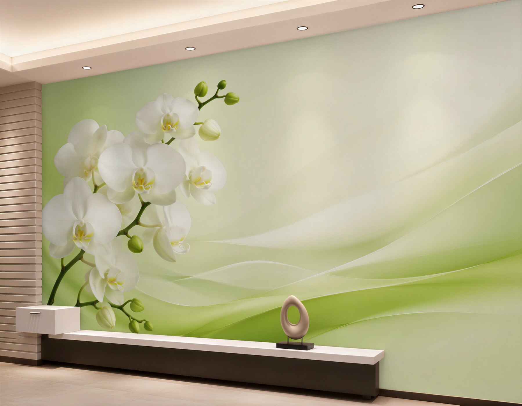 Fototapeta białe orchidee na gałęzi na zielonym tle?v2345