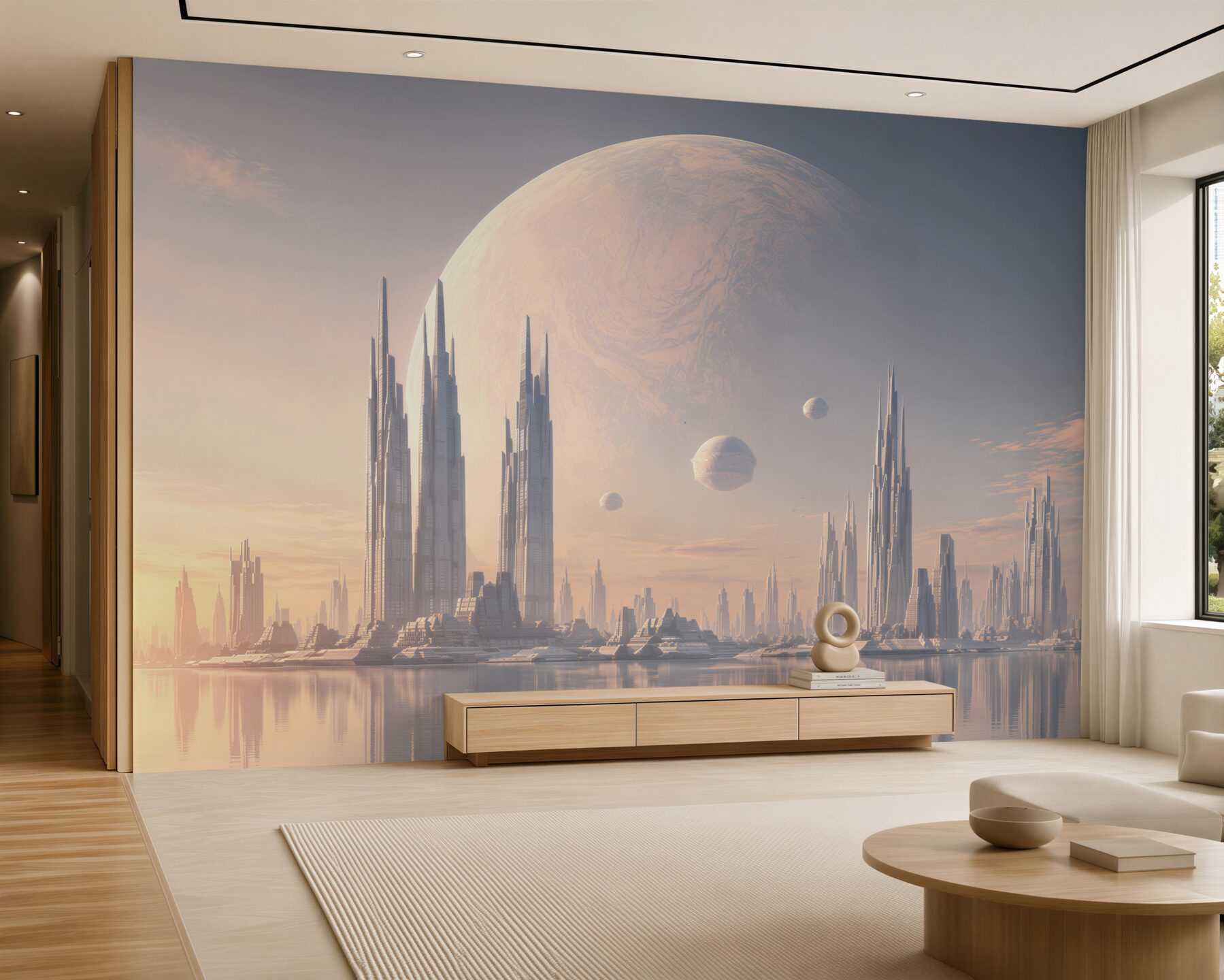 Fototapeta pełnia księżyca nad fantastycznym miastem?v2345