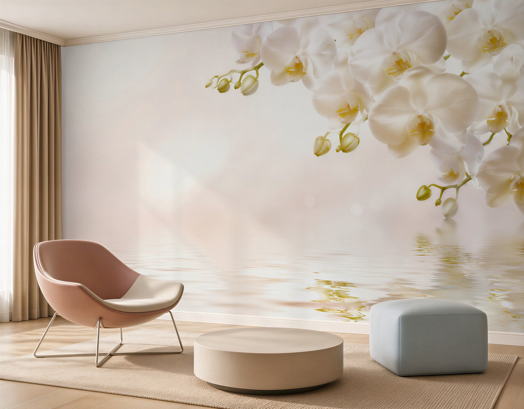 Fototapeta śnieżnobiałe kwiaty orchidei o świcie?v2345