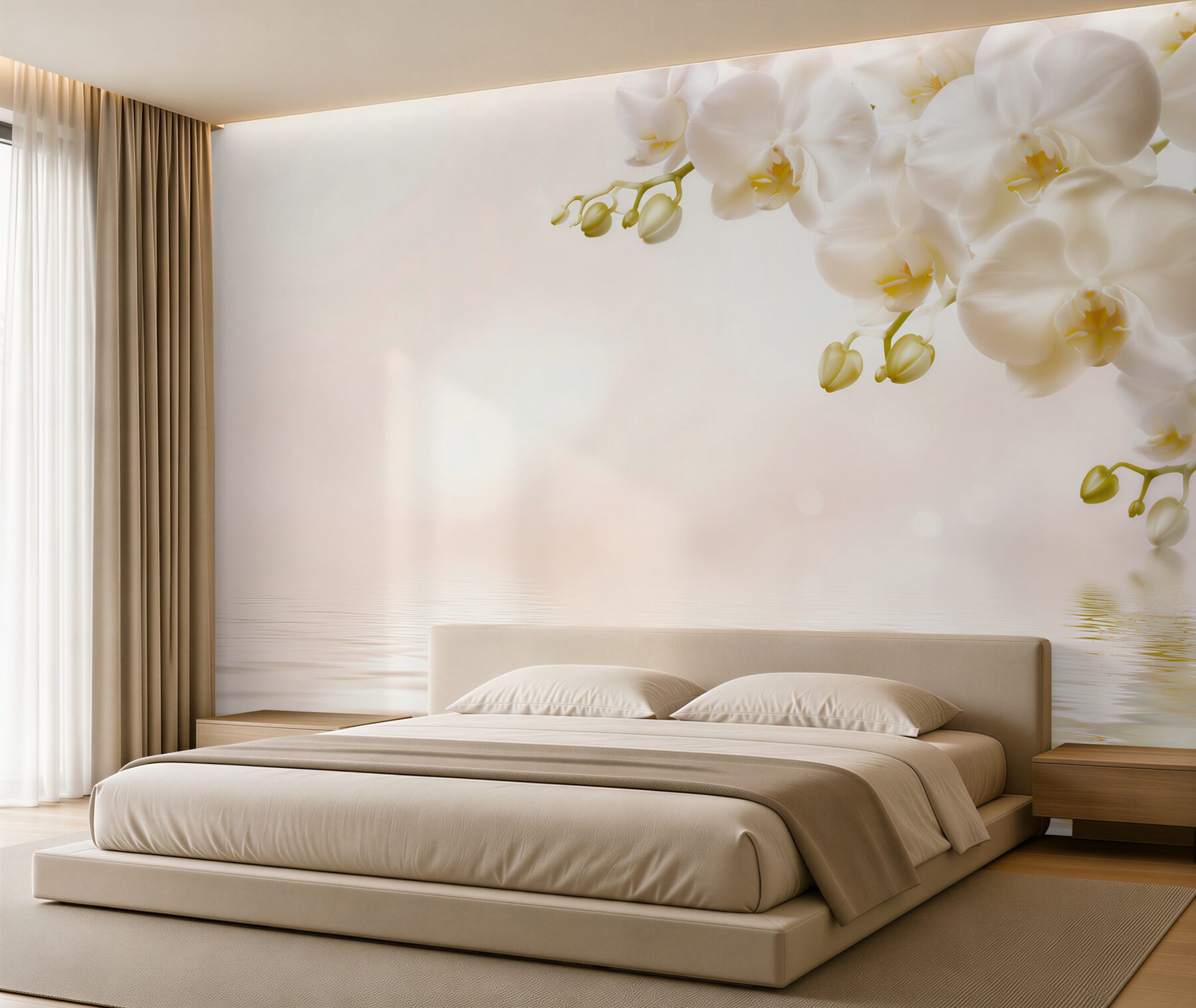 Fototapeta śnieżnobiałe kwiaty orchidei o świcie?v2345