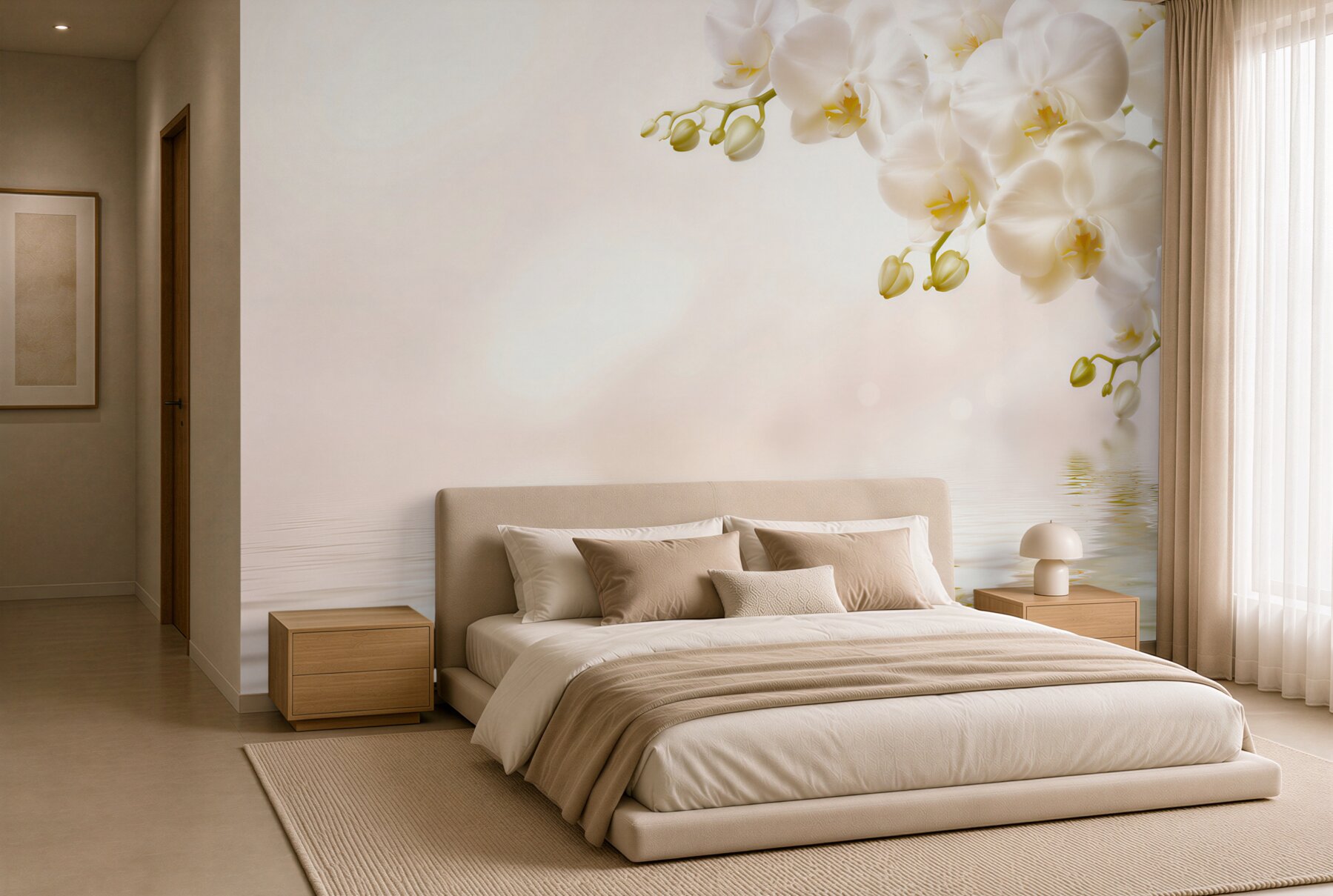 Fototapeta śnieżnobiałe kwiaty orchidei o świcie