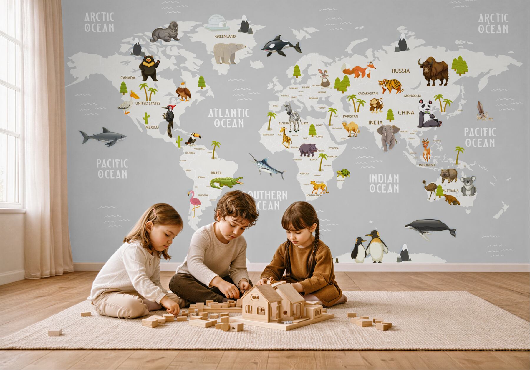 Fototapeta mapa dzikich zwierząt?v2345