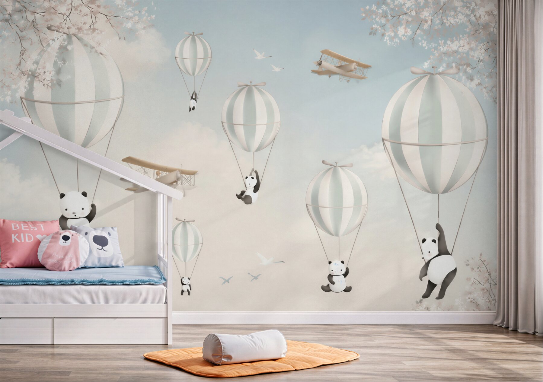 Fototapeta pandy bawią się balonami na ogrzane powietrze?v2345