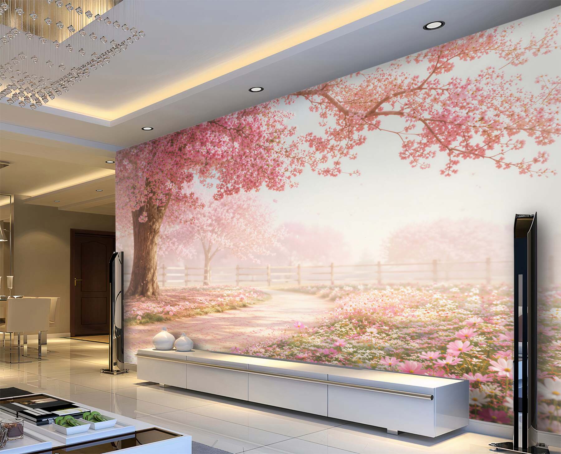 Fototapeta stara kwitnąca różowa sakura?v2345