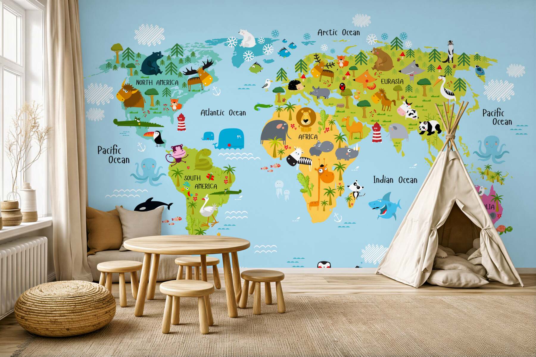 Fototapeta narysowana mapa świata?v2345