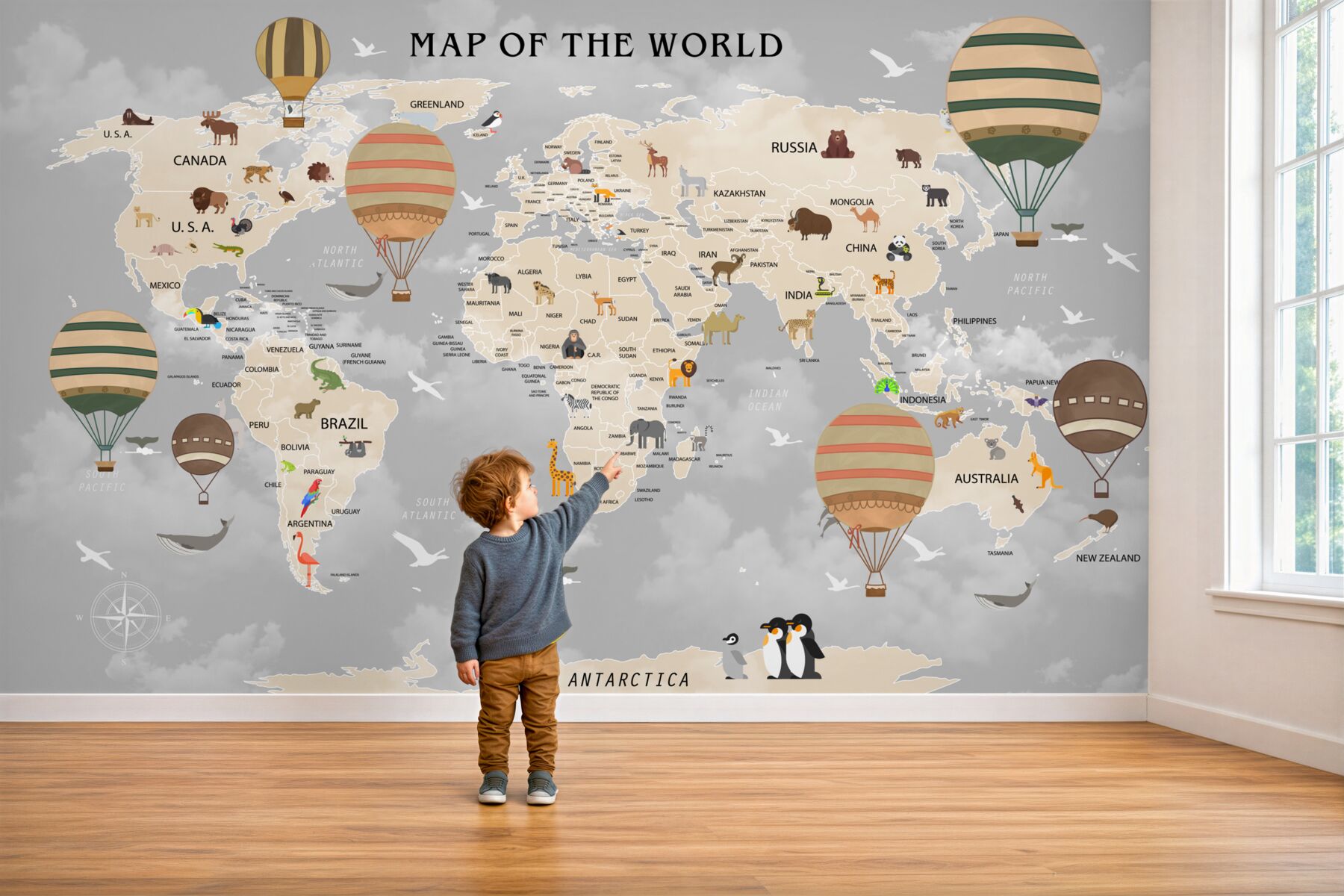 Fototapeta szczegółowa mapa świata dla dzieci?v2345