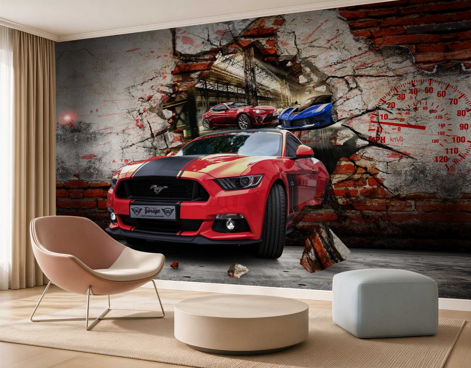 Fototapeta czerwony mustang w ścianie?v2345