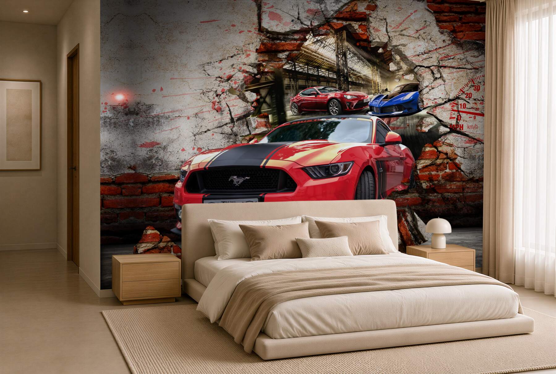 Fototapeta czerwony mustang w ścianie?v2345