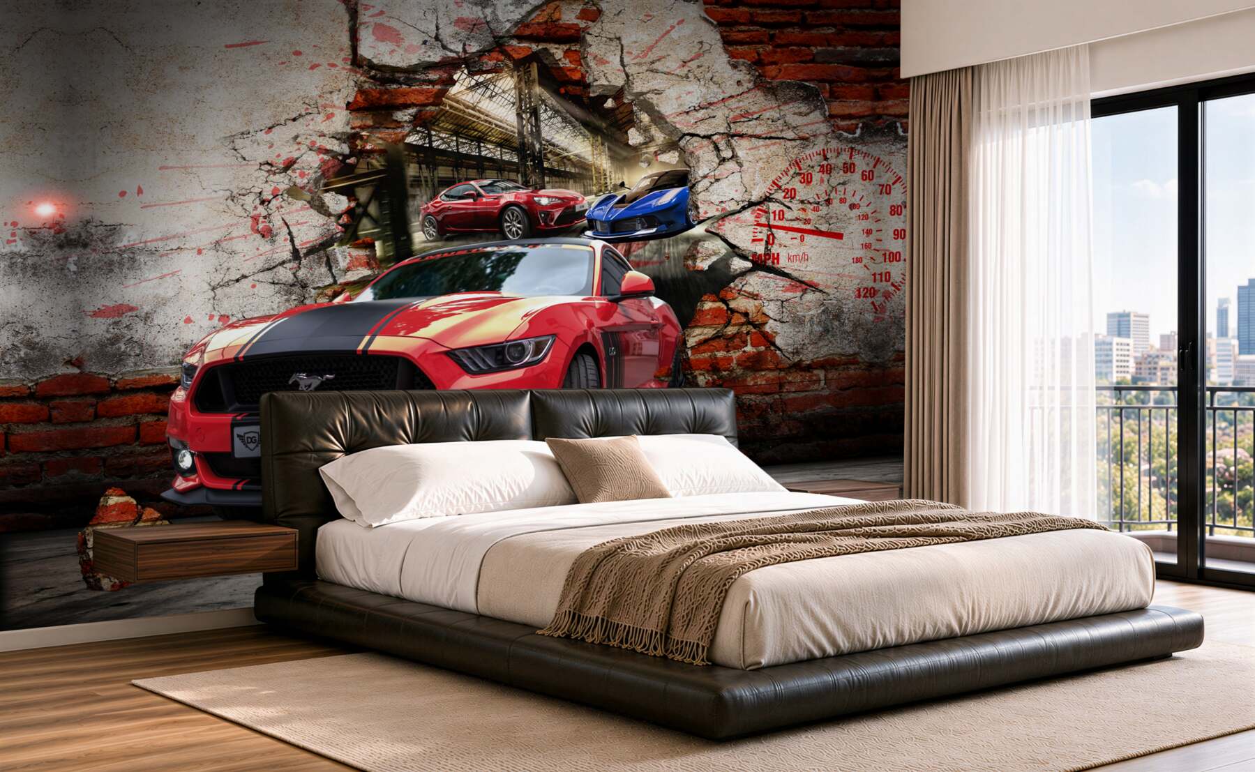Fototapeta czerwony mustang w ścianie?v2345