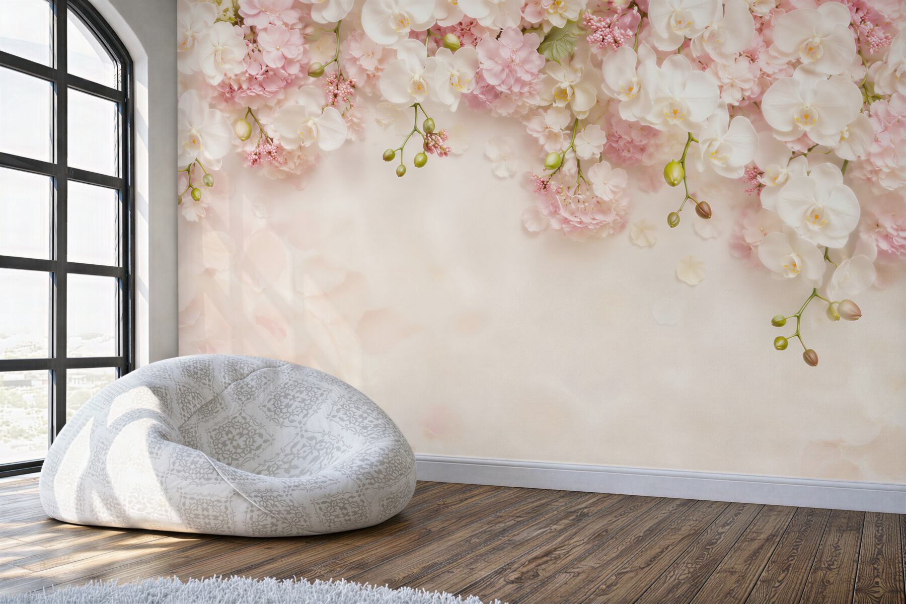 Fototapeta wieszanie białych orchidei z różowymi?v2345
