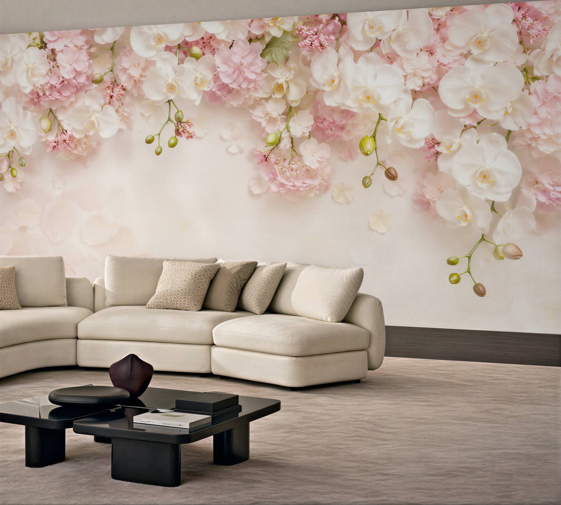 Fototapeta wieszanie białych orchidei z różowymi?v2345