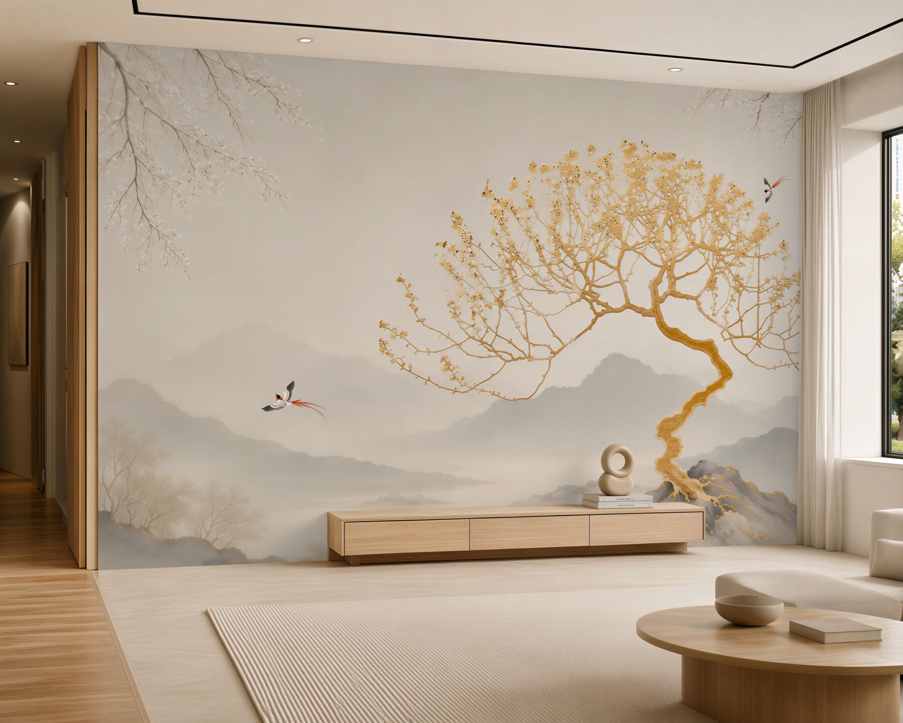 Fototapeta złota sylwetka drzewa bonsai?v2345