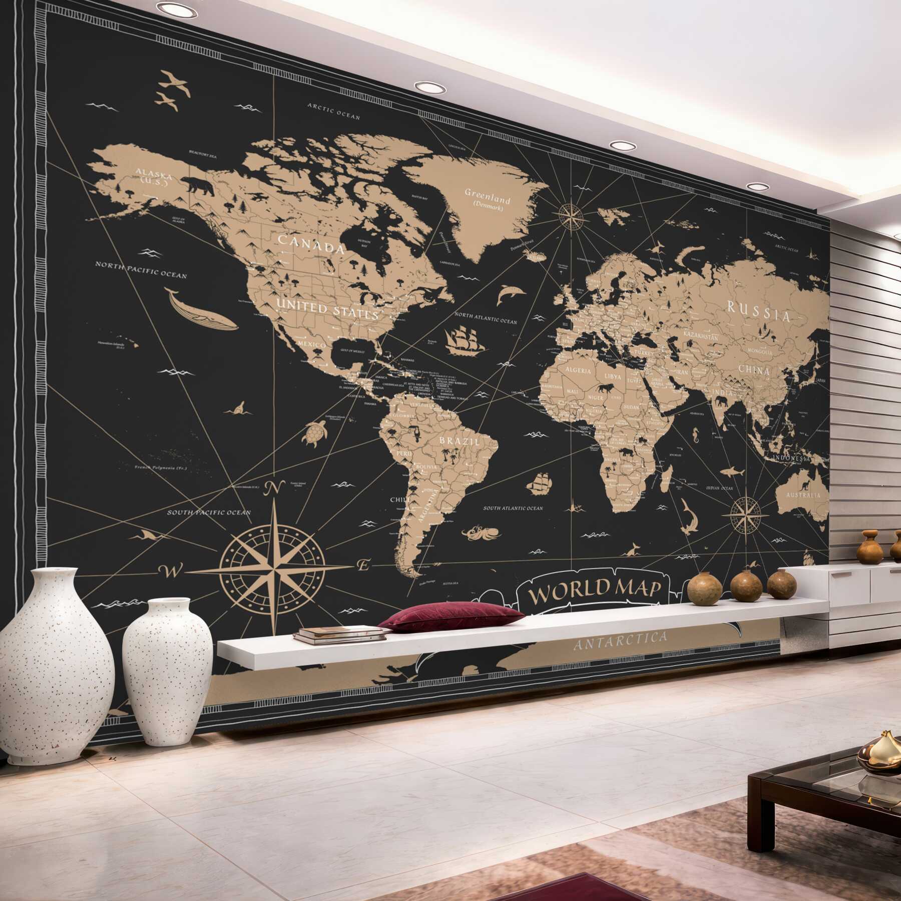 Fototapeta mapa świata na czarnym tle?v2345