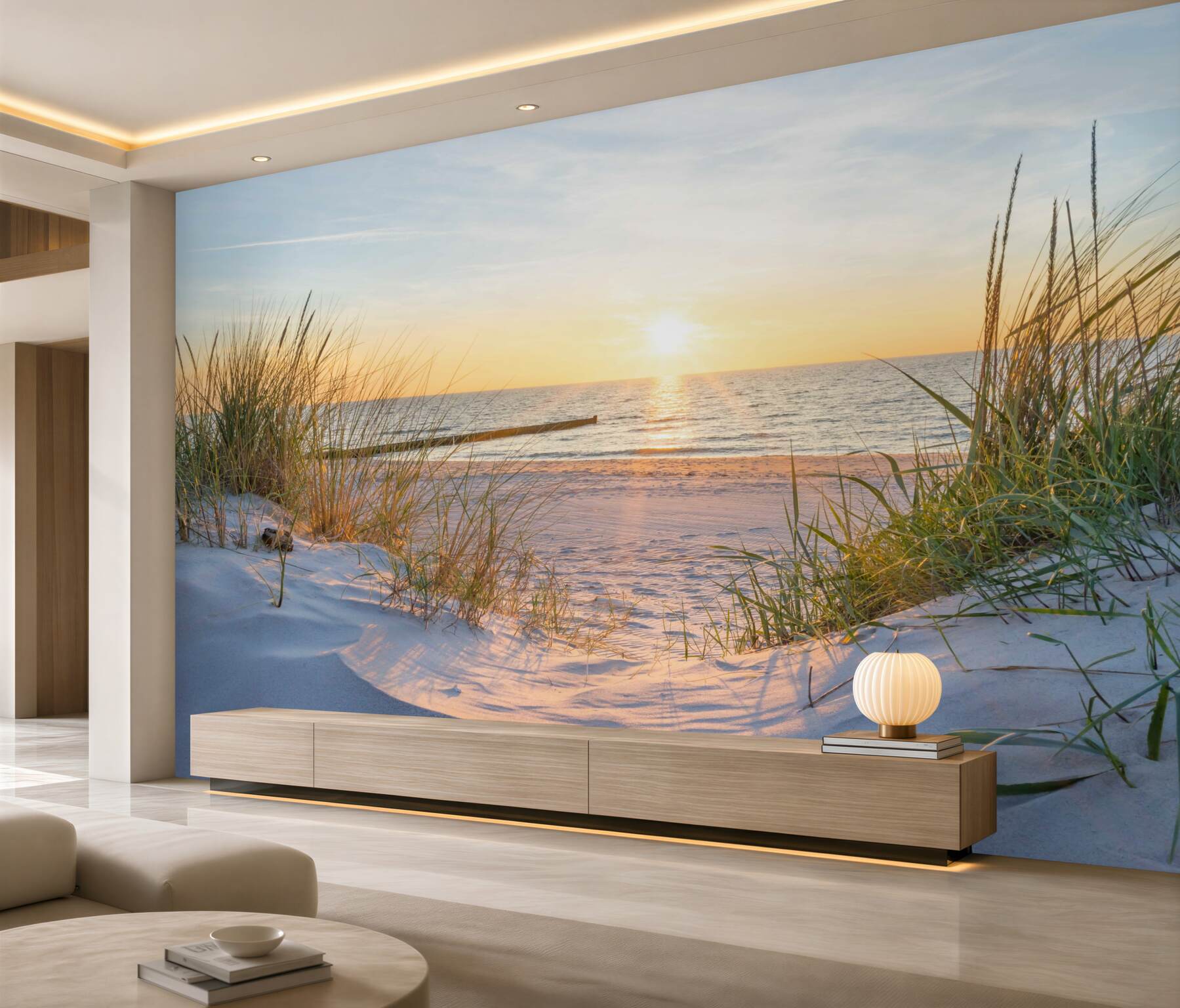 Fototapeta zielona trawa na piaszczystej plaży?v2345