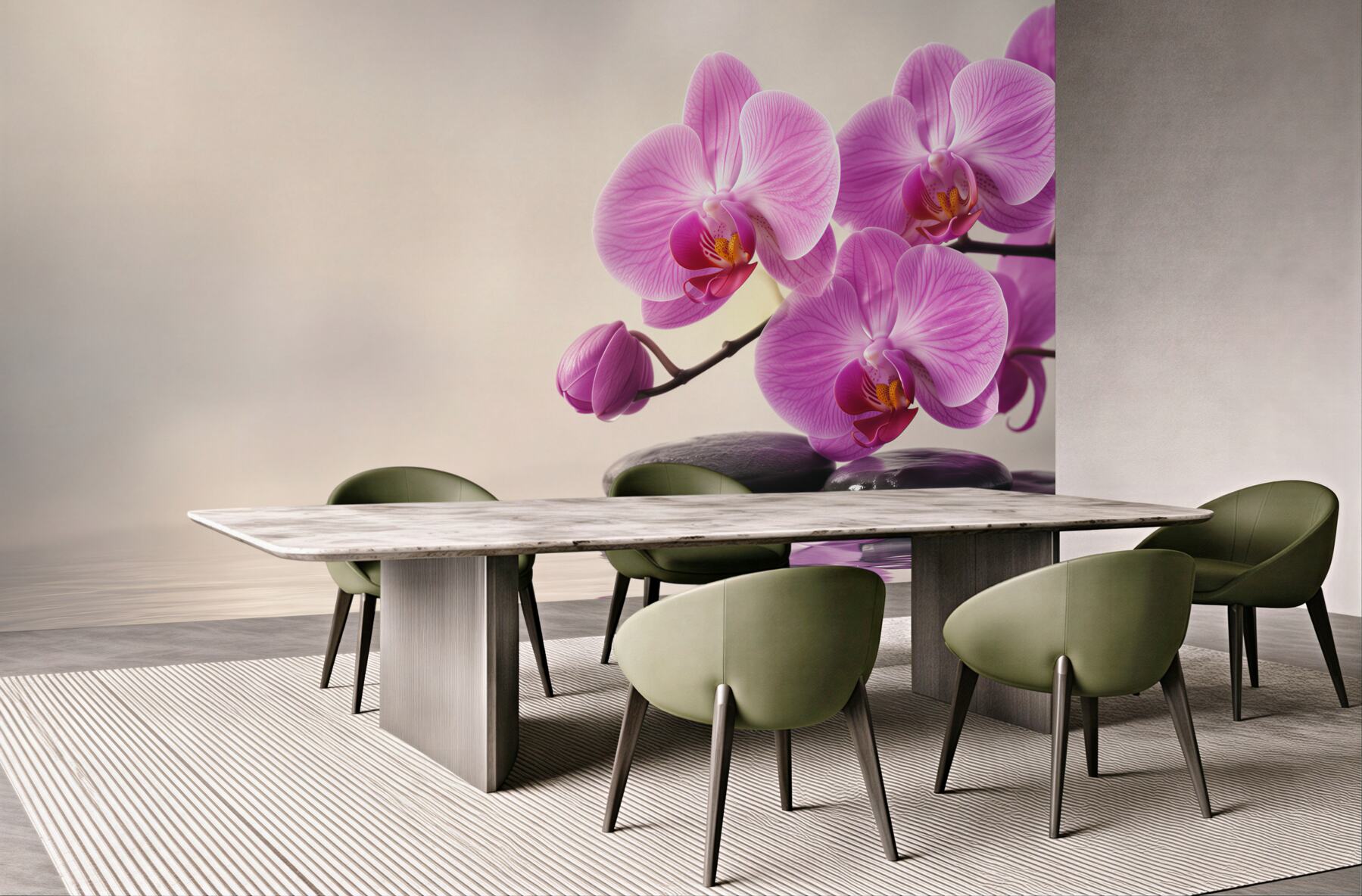 Fototapeta fioletowe orchidee na wodzie w pobliżu kamieni?v2345