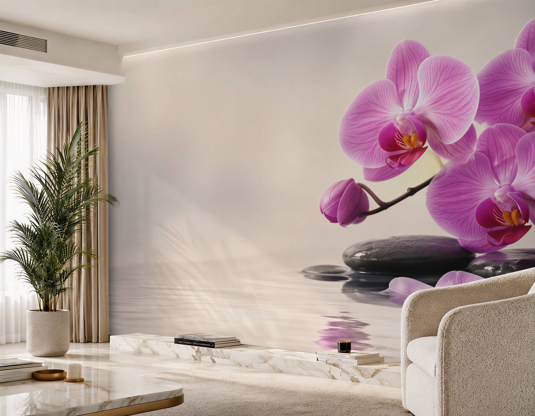 Fototapeta fioletowe orchidee na wodzie w pobliżu kamieni?v2345