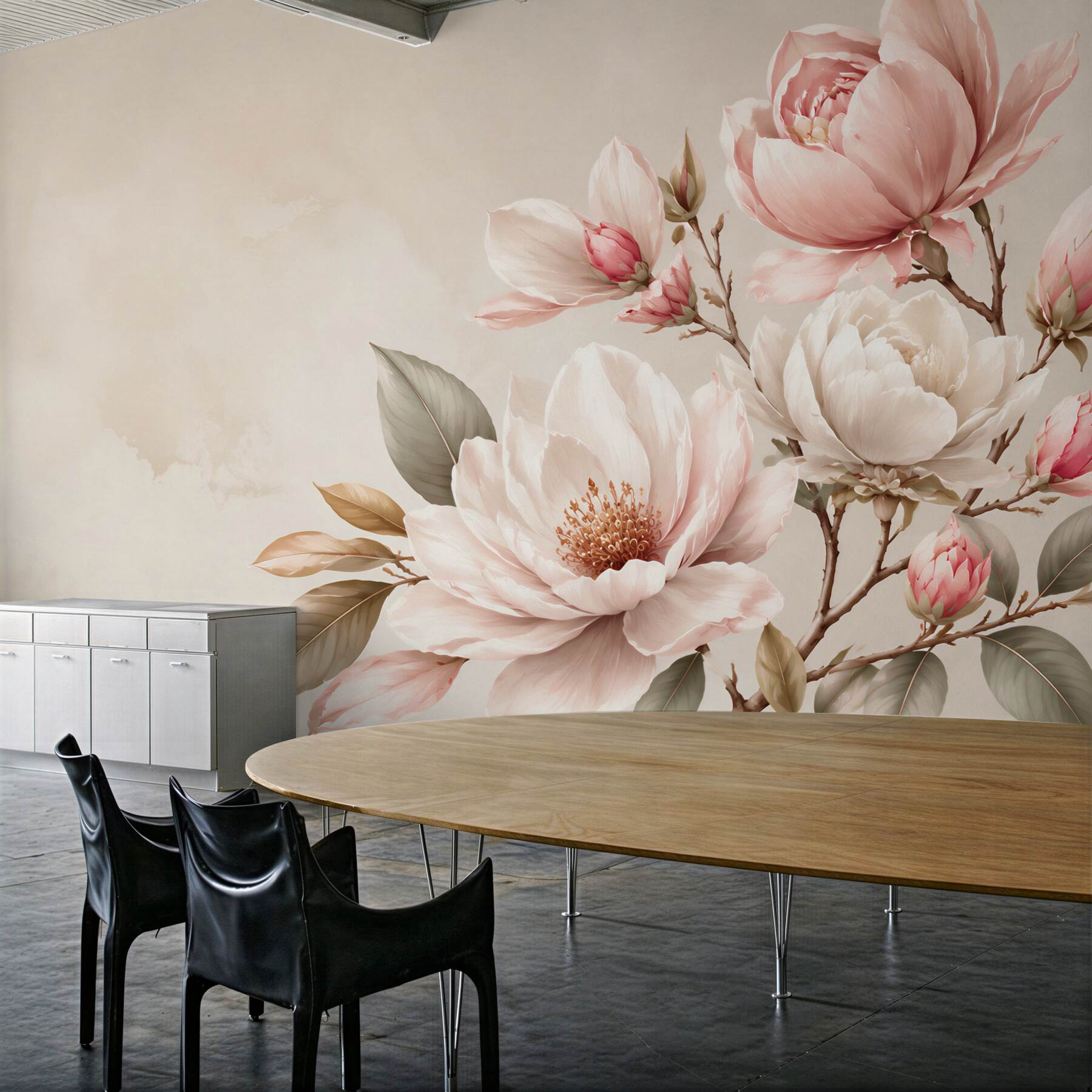 Fototapeta białe i czerwone kwiaty magnolii na gałęziach?v2345