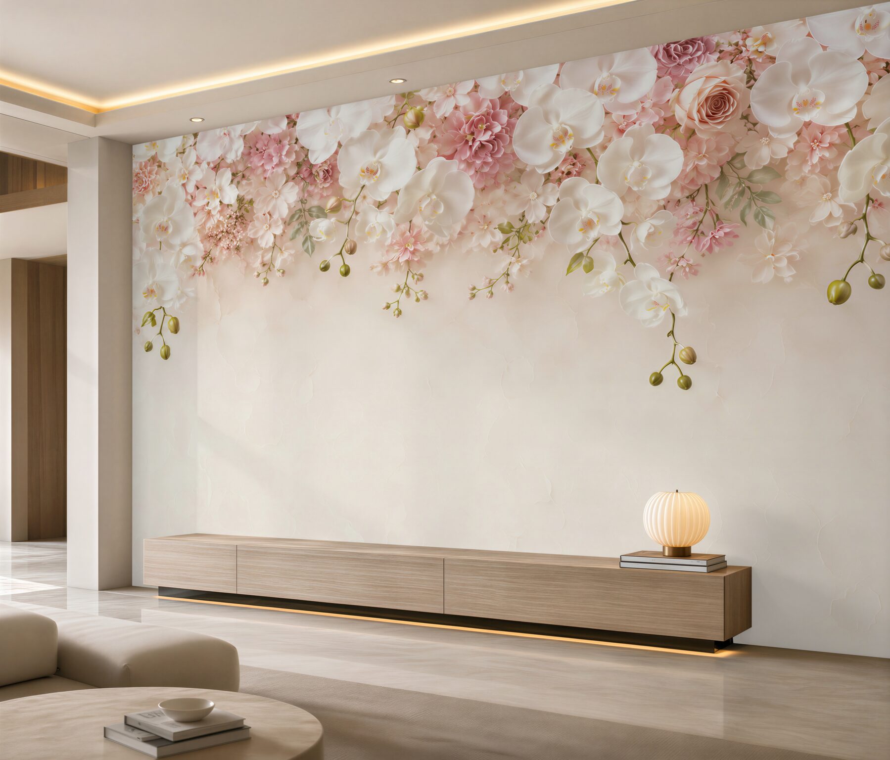 Fototapeta biała orchidea kwitnąca w dół?v2345
