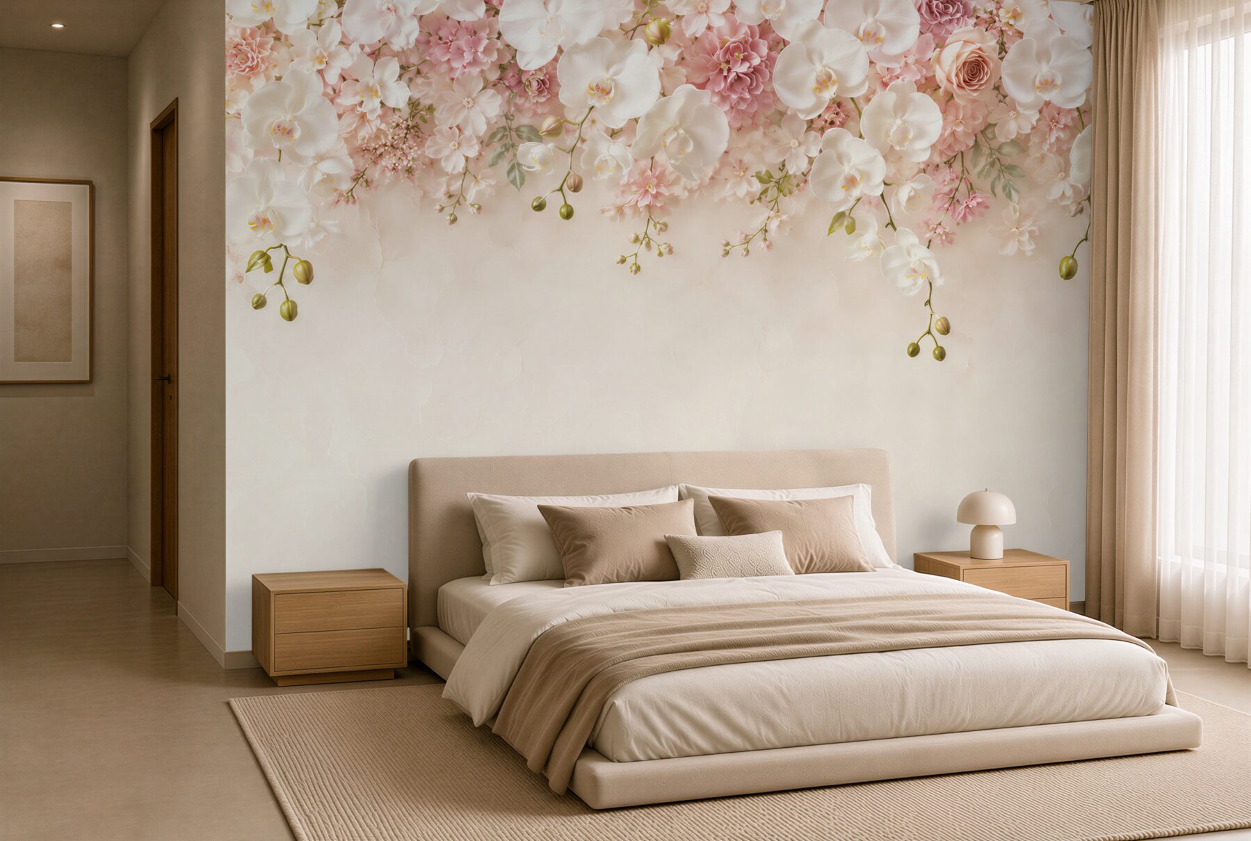 Fototapeta biała orchidea kwitnąca w dół?v2345