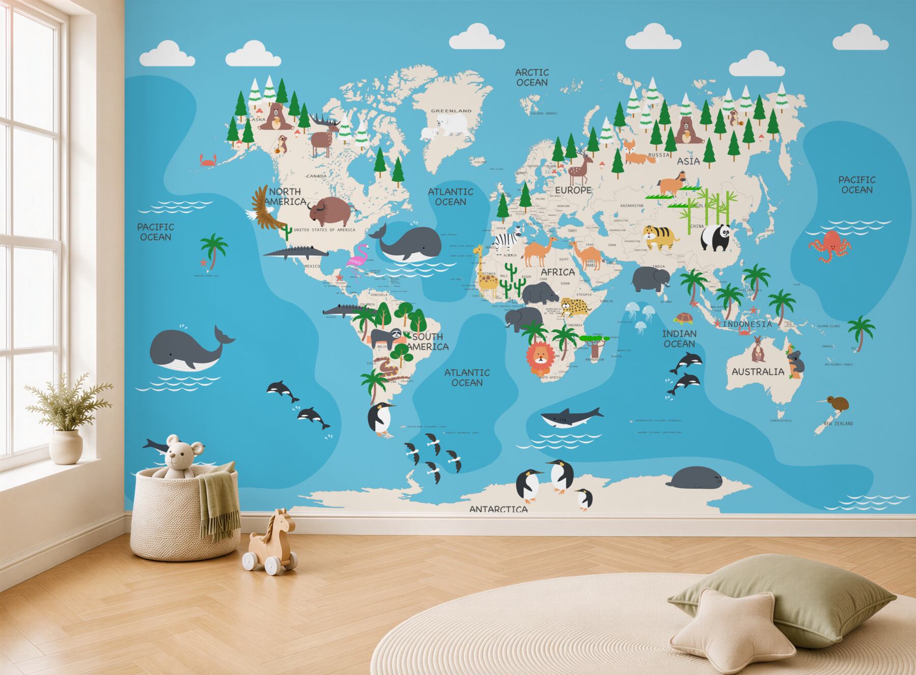 Fototapeta Mapa świata na niebieskim tle?v2345