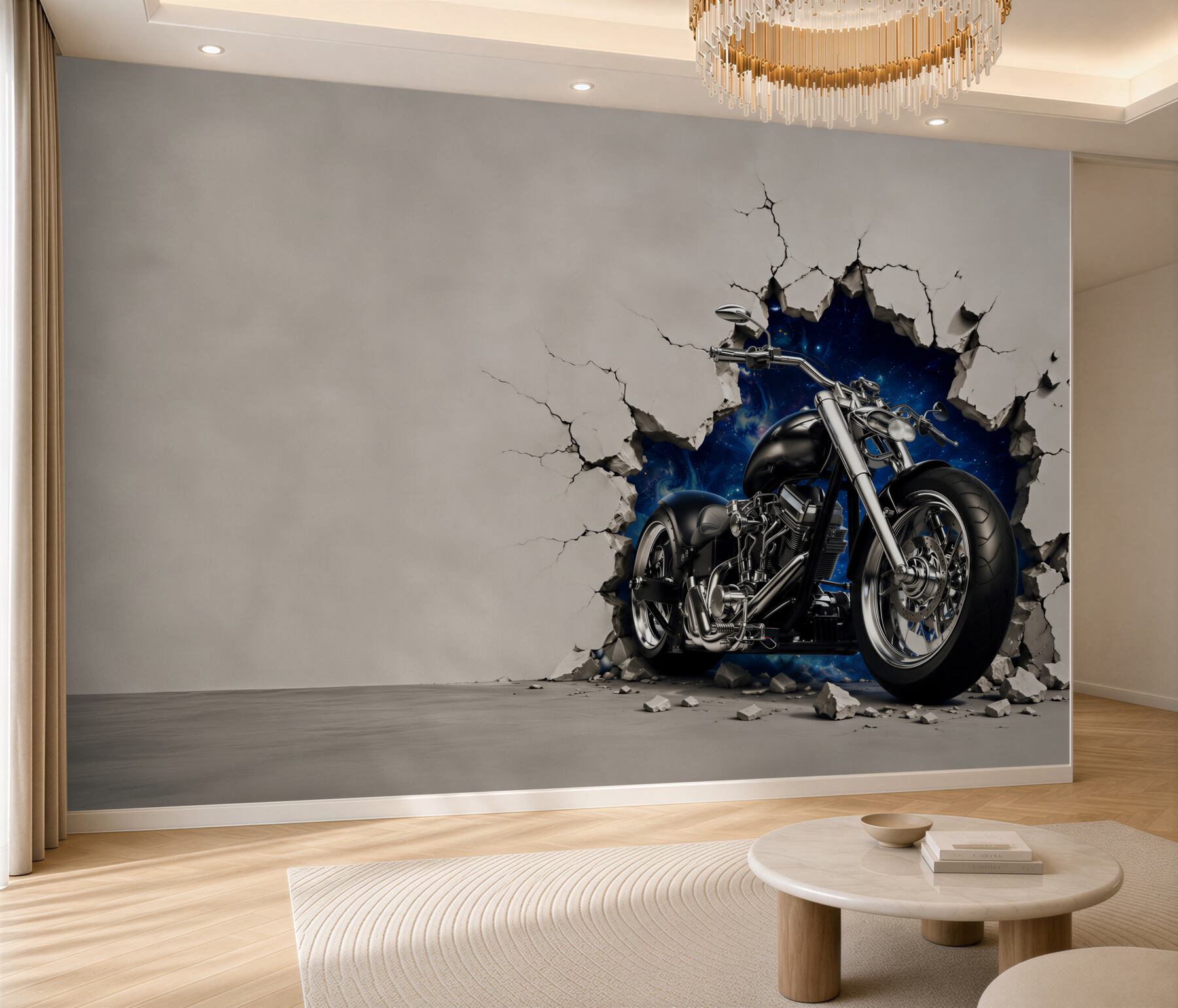 Fototapeta czarny motocykl namalowany na ścianie?v2345